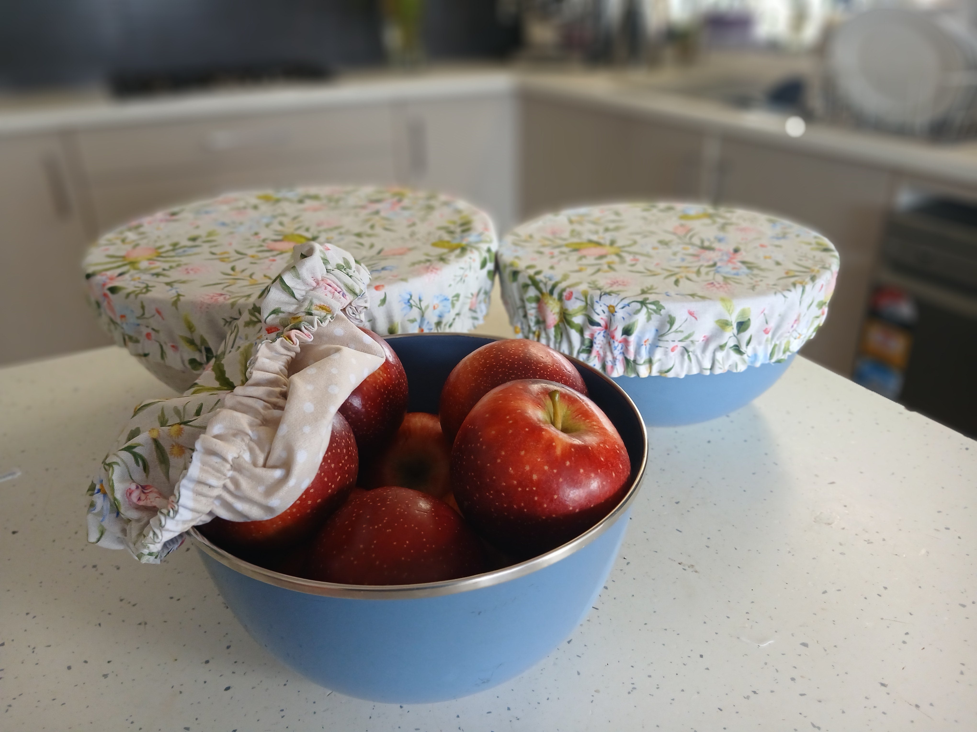 Reversible Reusable Bowl Covers Set of 3 - Alternate fabrics - 2 Looks in 1 - Handmade