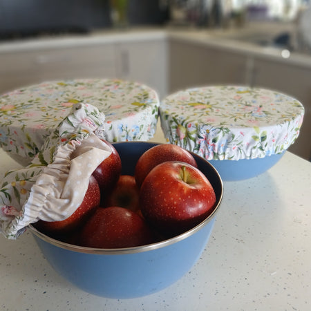 Reversible Reusable Bowl Covers Set of 3 - Alternate fabrics - 2 Looks in 1 - Handmade