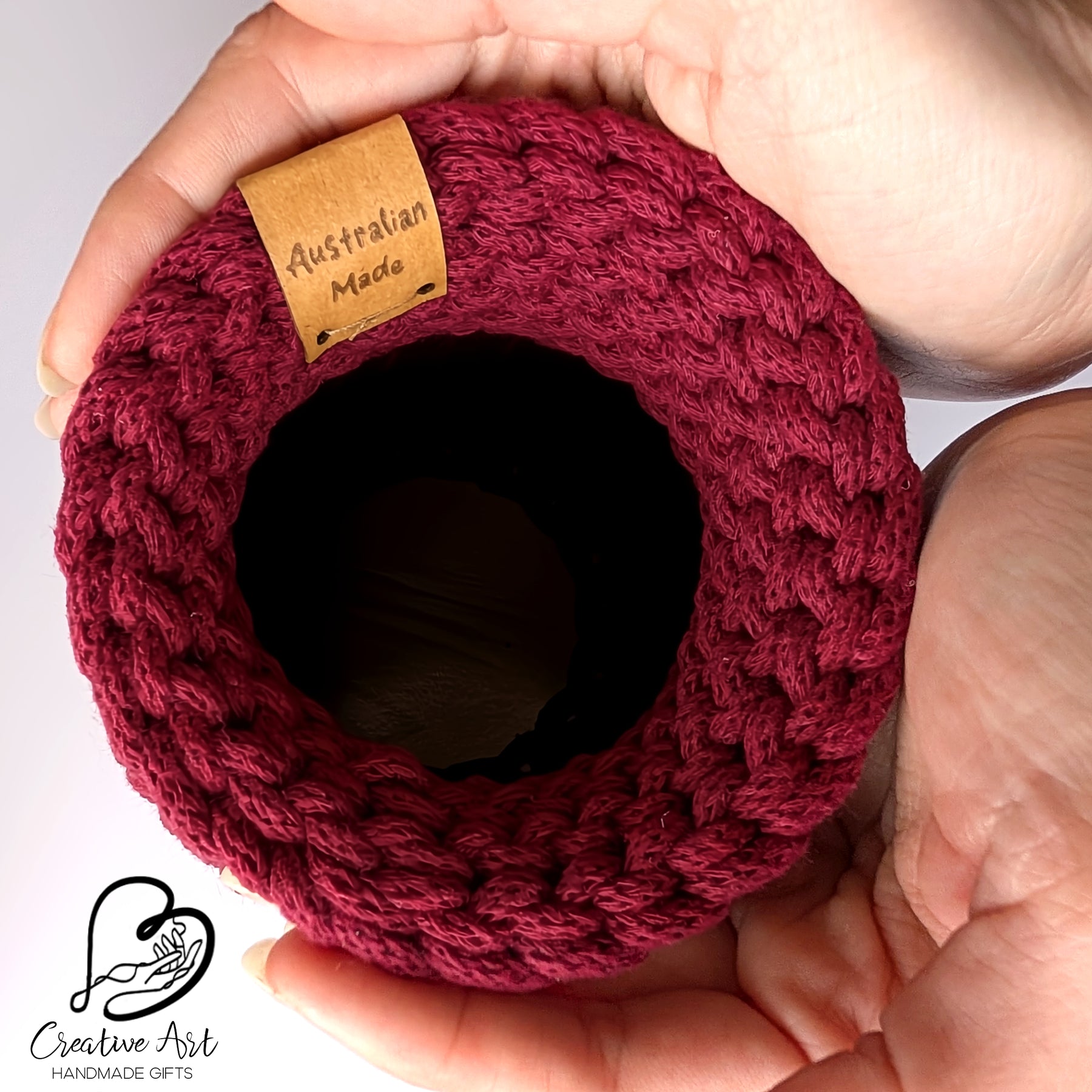 Crochet Vase on wooden base