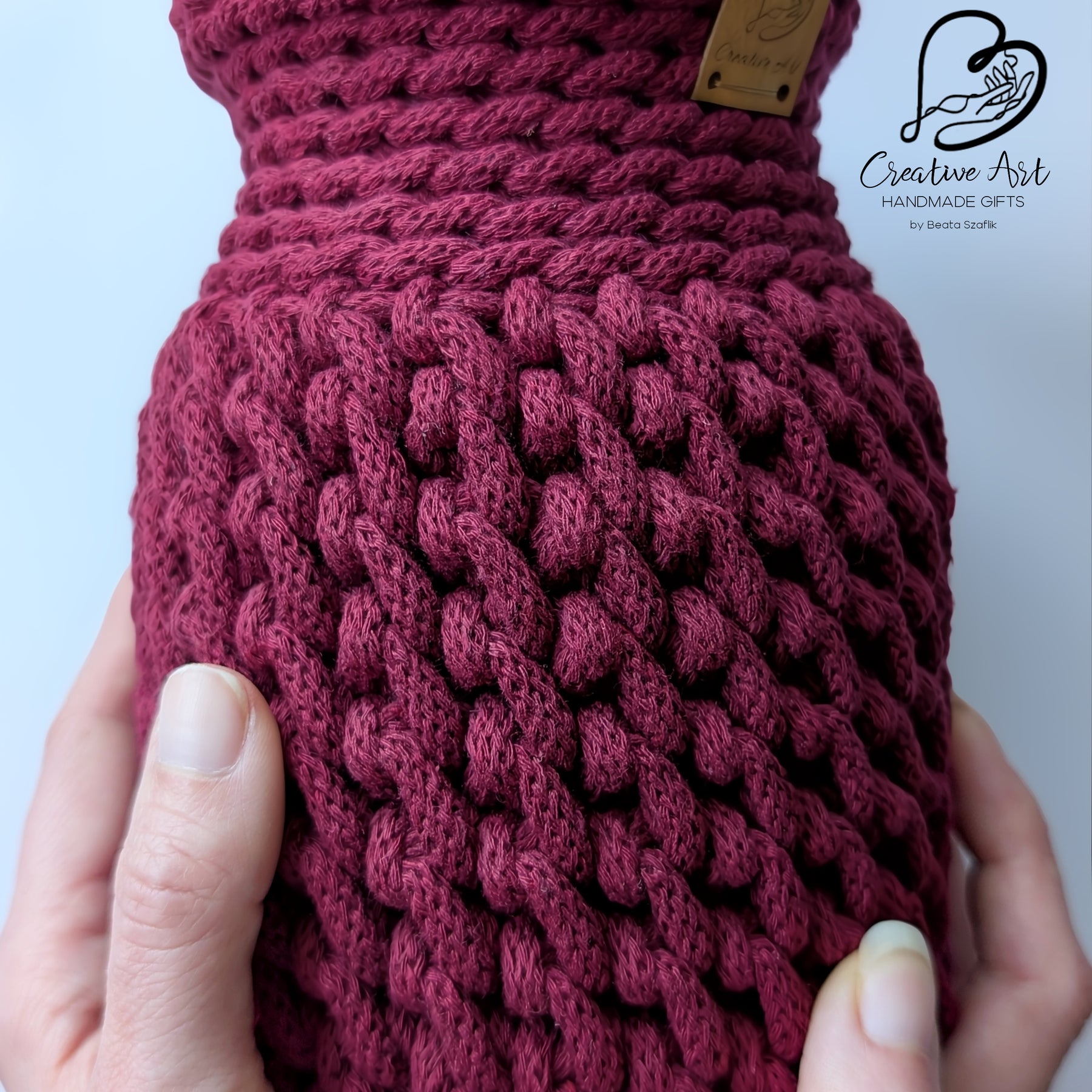 Crochet Vase on wooden base