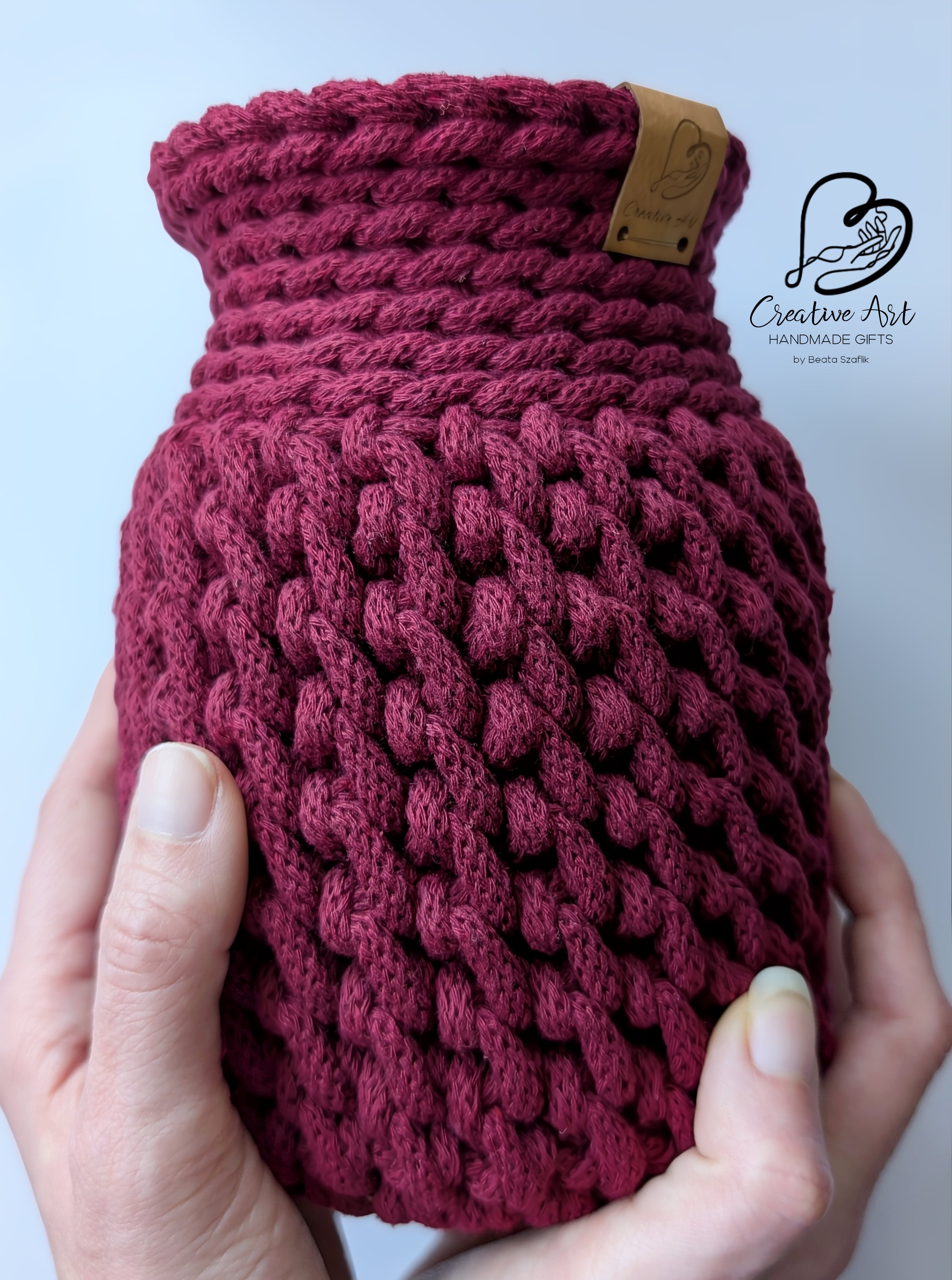 Crochet Vase on wooden base