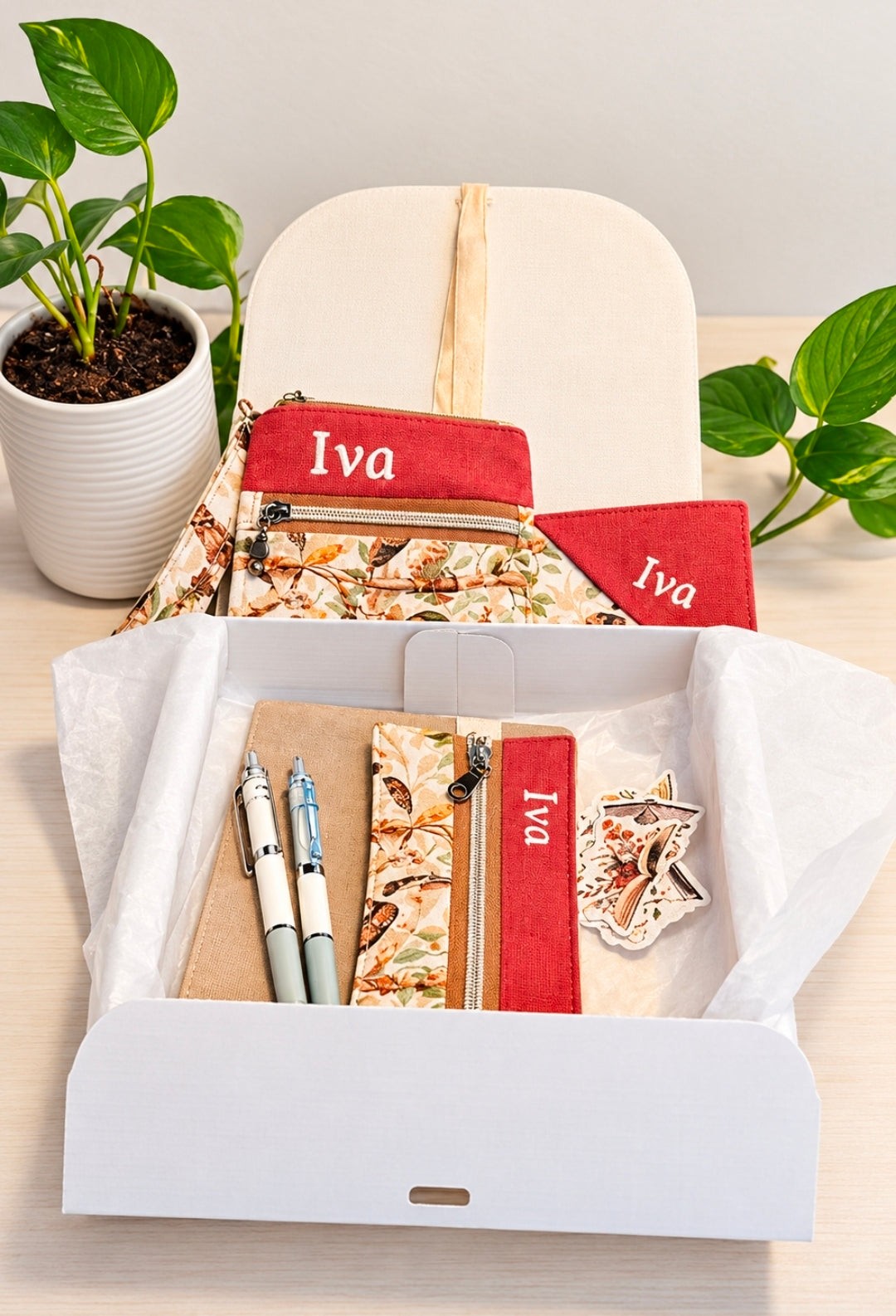 Personalized Kookaburra Stationery Gift Set: Pen Case, Pouch, Bookmark, Notebook, Stickers