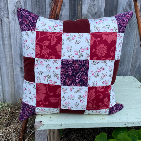 Cherry Rose Cushion Cover Vintage Upcycled