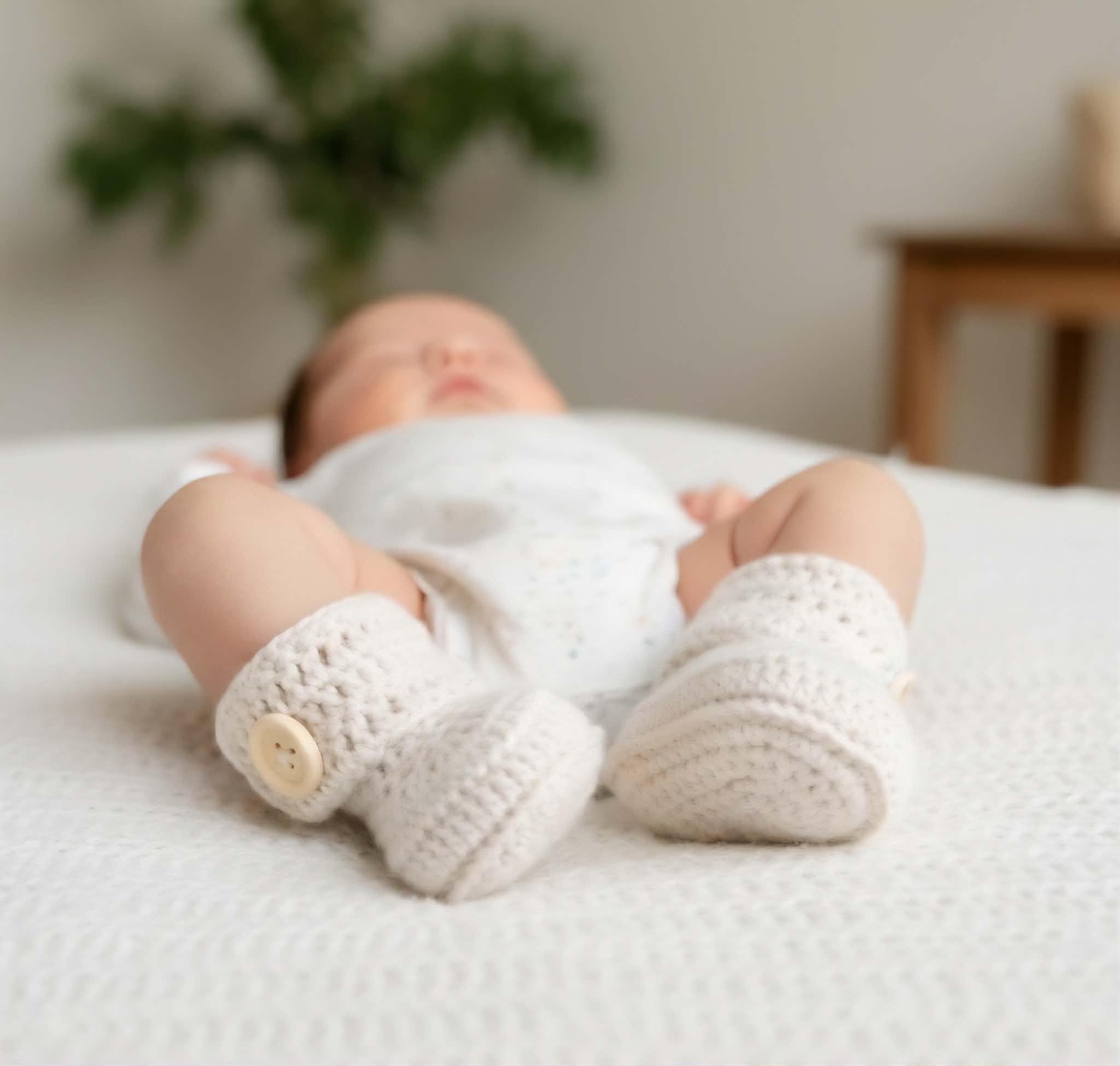 Baby Booties | Pale Beige | Newborn | Crochet | Knit | Shoes | Socks