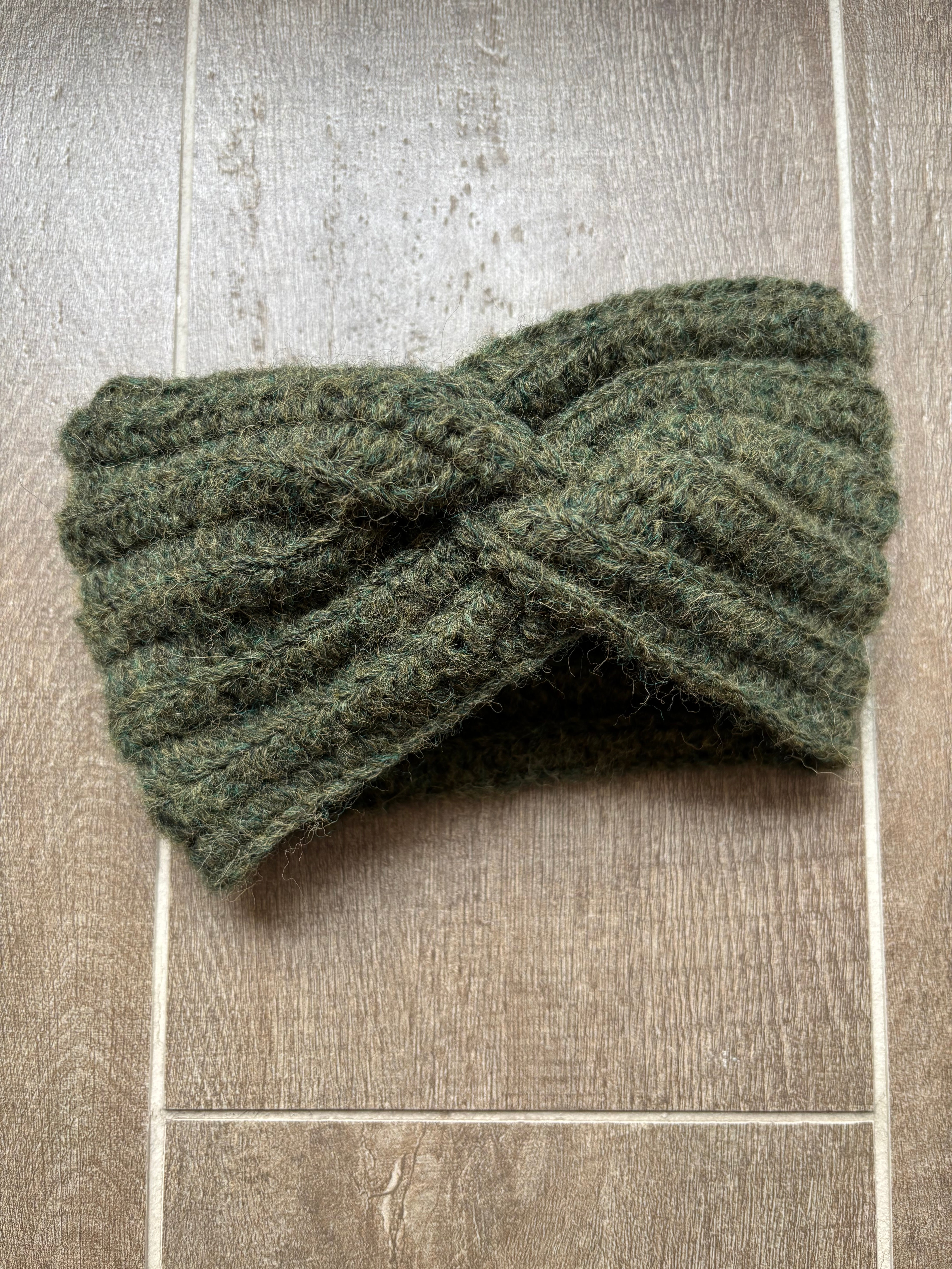 Hand Crocheted Headband | Forest Green | Alpaca Yarn