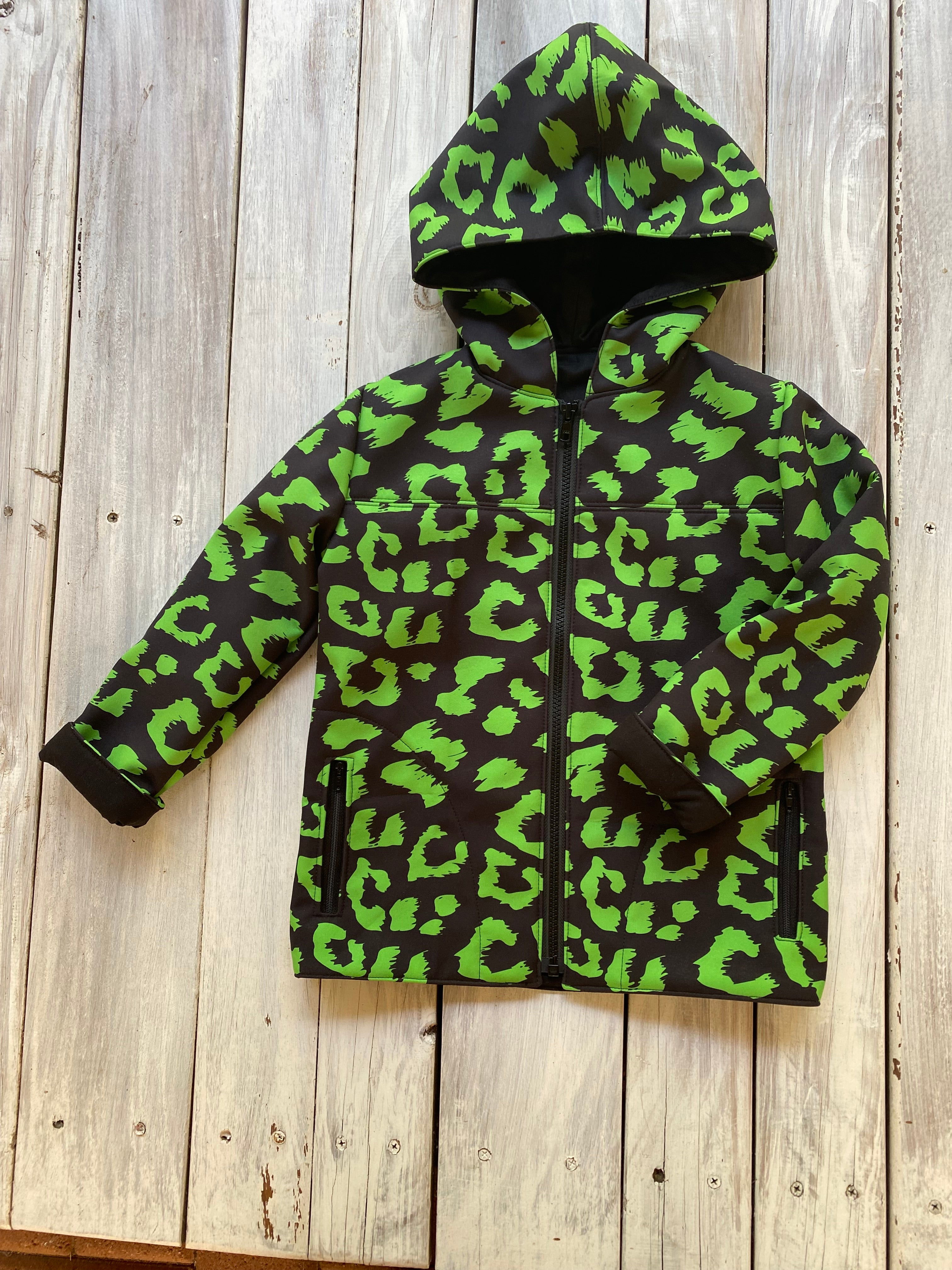 Showerproof Lime Green on Black Hooded Jacket size 5