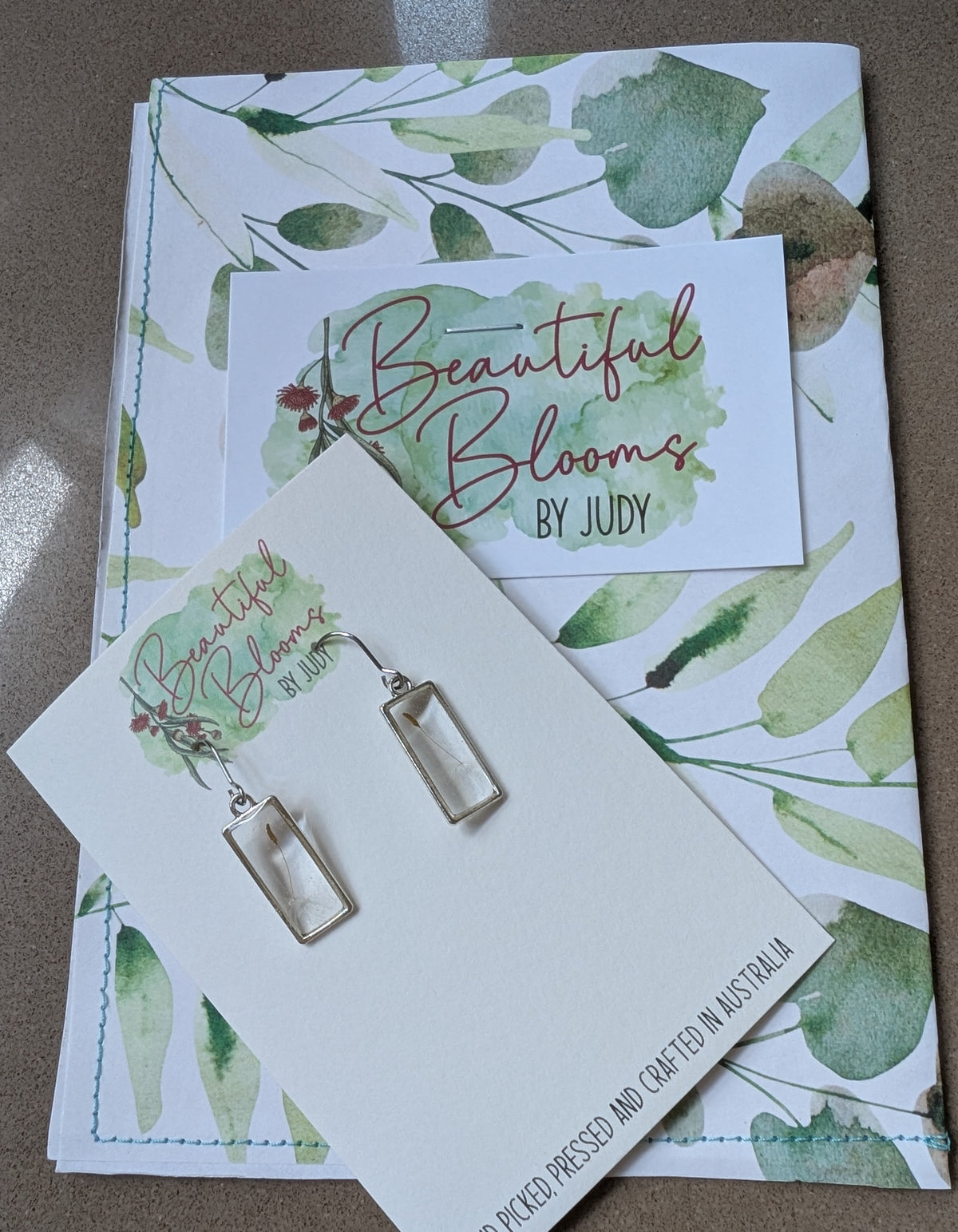 Real Dandelion Seed Rectangular Earrings