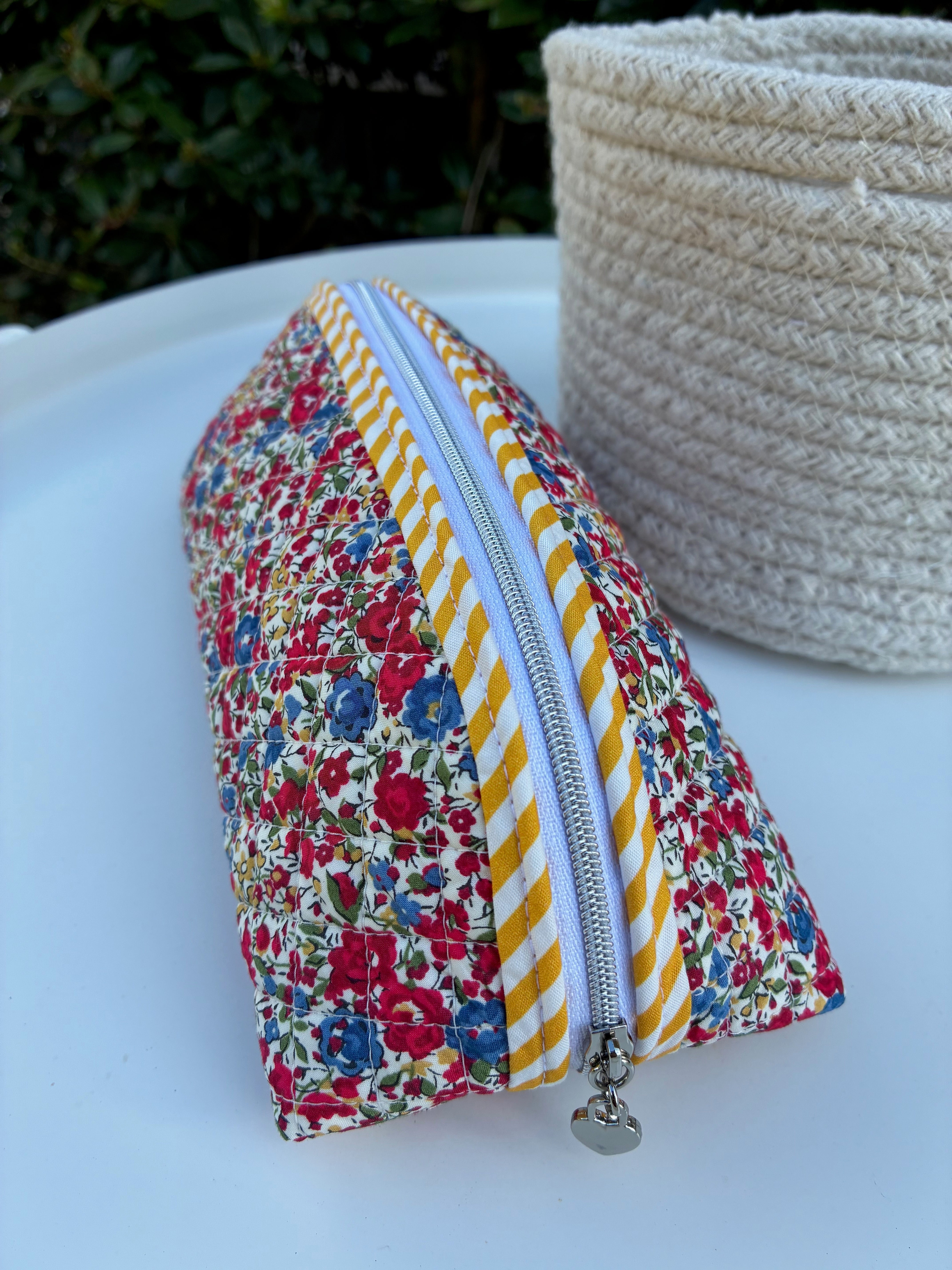 Quilted Trixie Zip Pouch – Emma and Georgina Red (Liberty of London)  | Ready to ship | FREE Postage