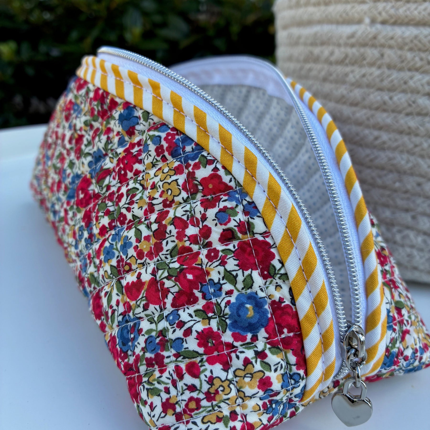 Quilted Trixie Zip Pouch – Emma and Georgina Red (Liberty of London)  | Ready to ship | FREE Postage