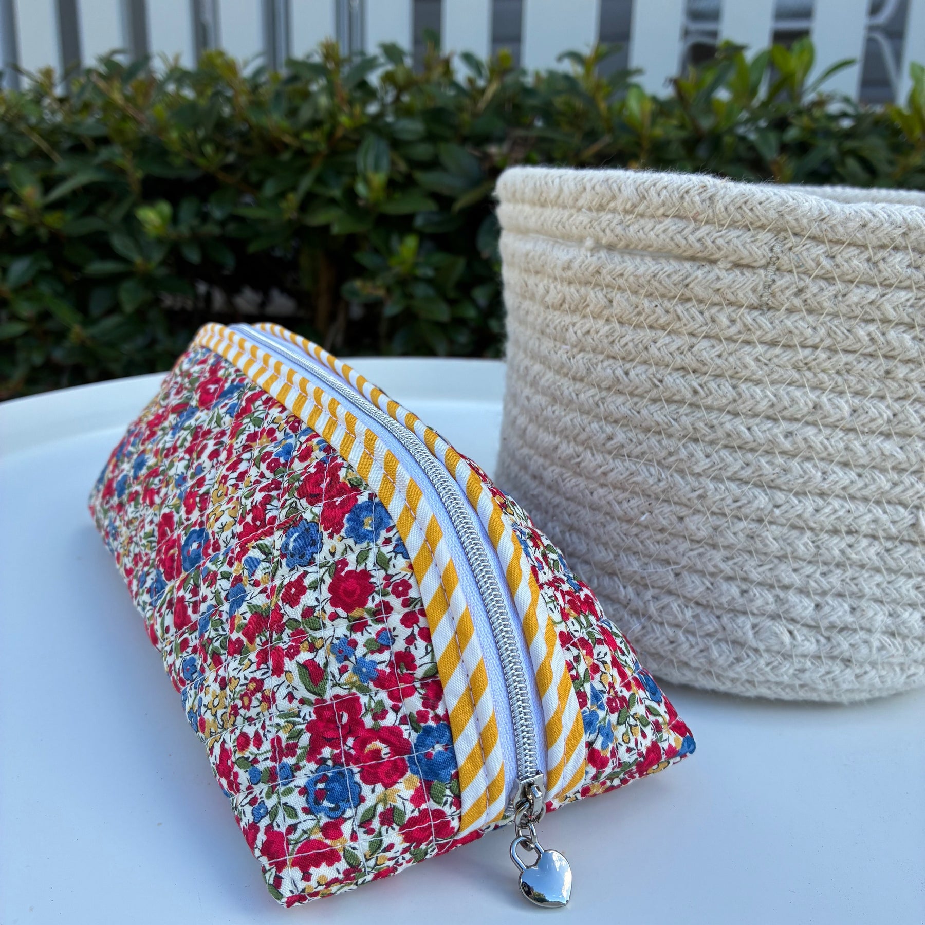 Quilted Trixie Zip Pouch – Emma and Georgina Red (Liberty of London)  | Ready to ship | FREE Postage