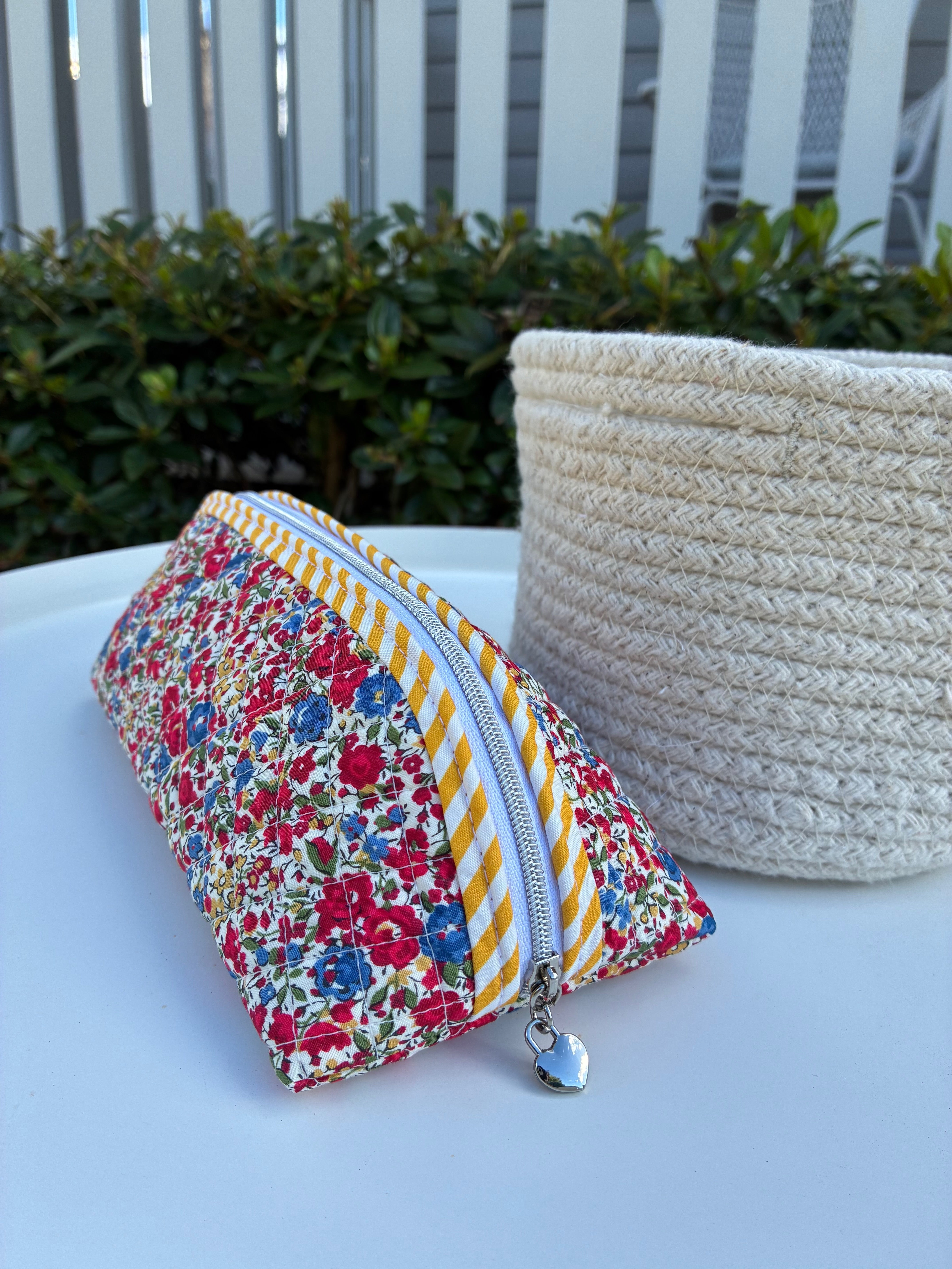 Quilted Trixie Zip Pouch – Emma and Georgina Red (Liberty of London)  | Ready to ship | FREE Postage