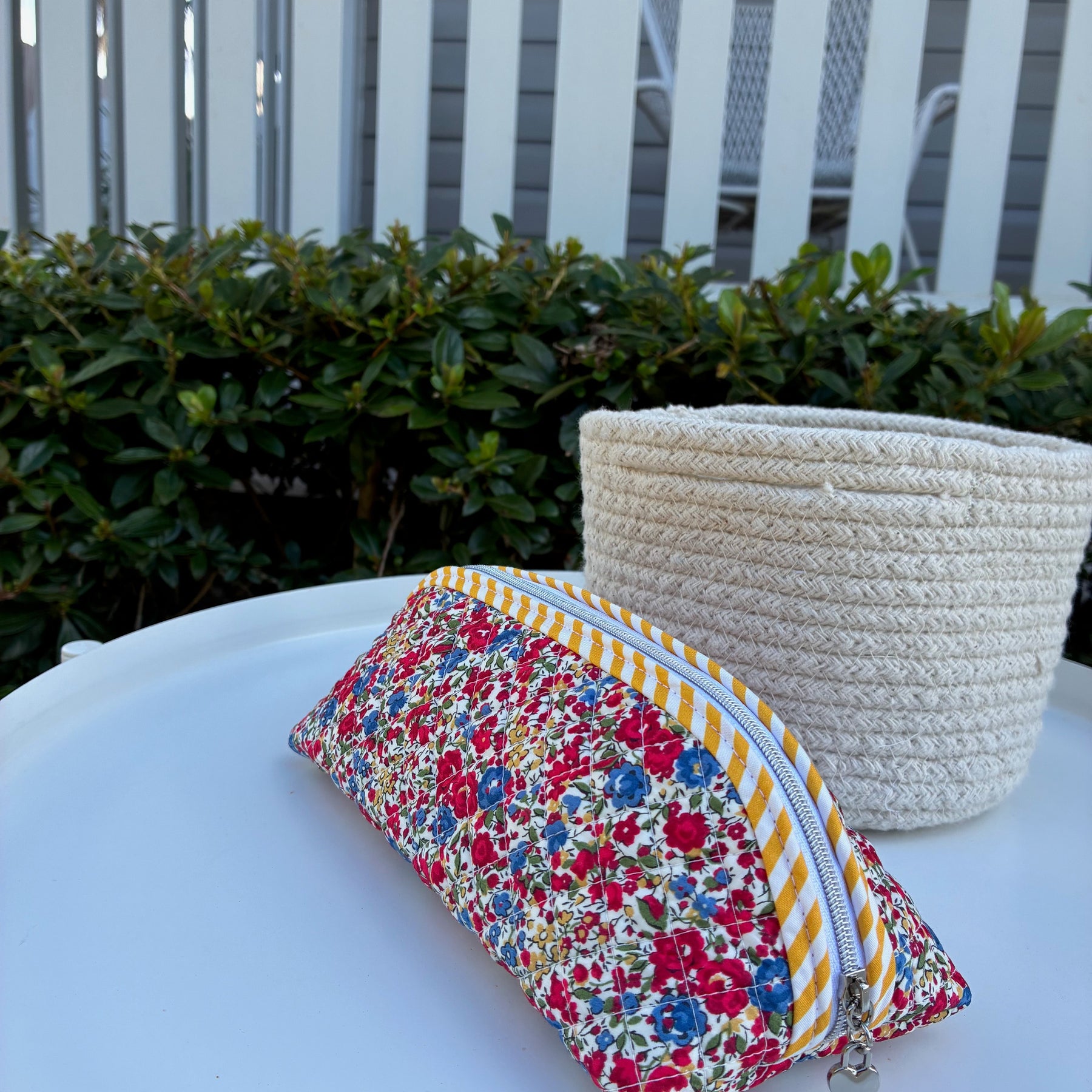 Quilted Trixie Zip Pouch – Emma and Georgina Red (Liberty of London)