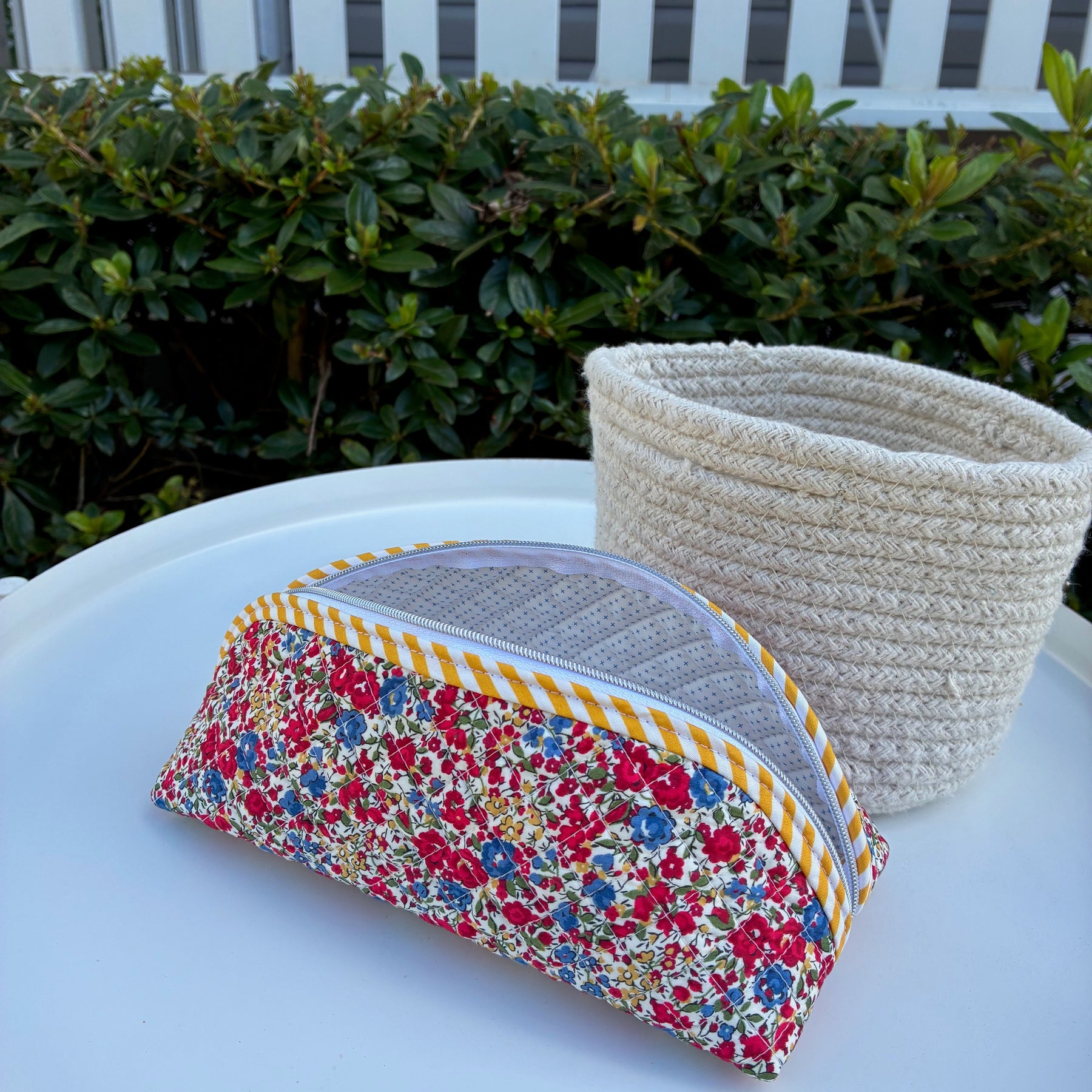 Quilted Trixie Zip Pouch – Emma and Georgina Red (Liberty of London)  | Ready to ship | FREE Postage