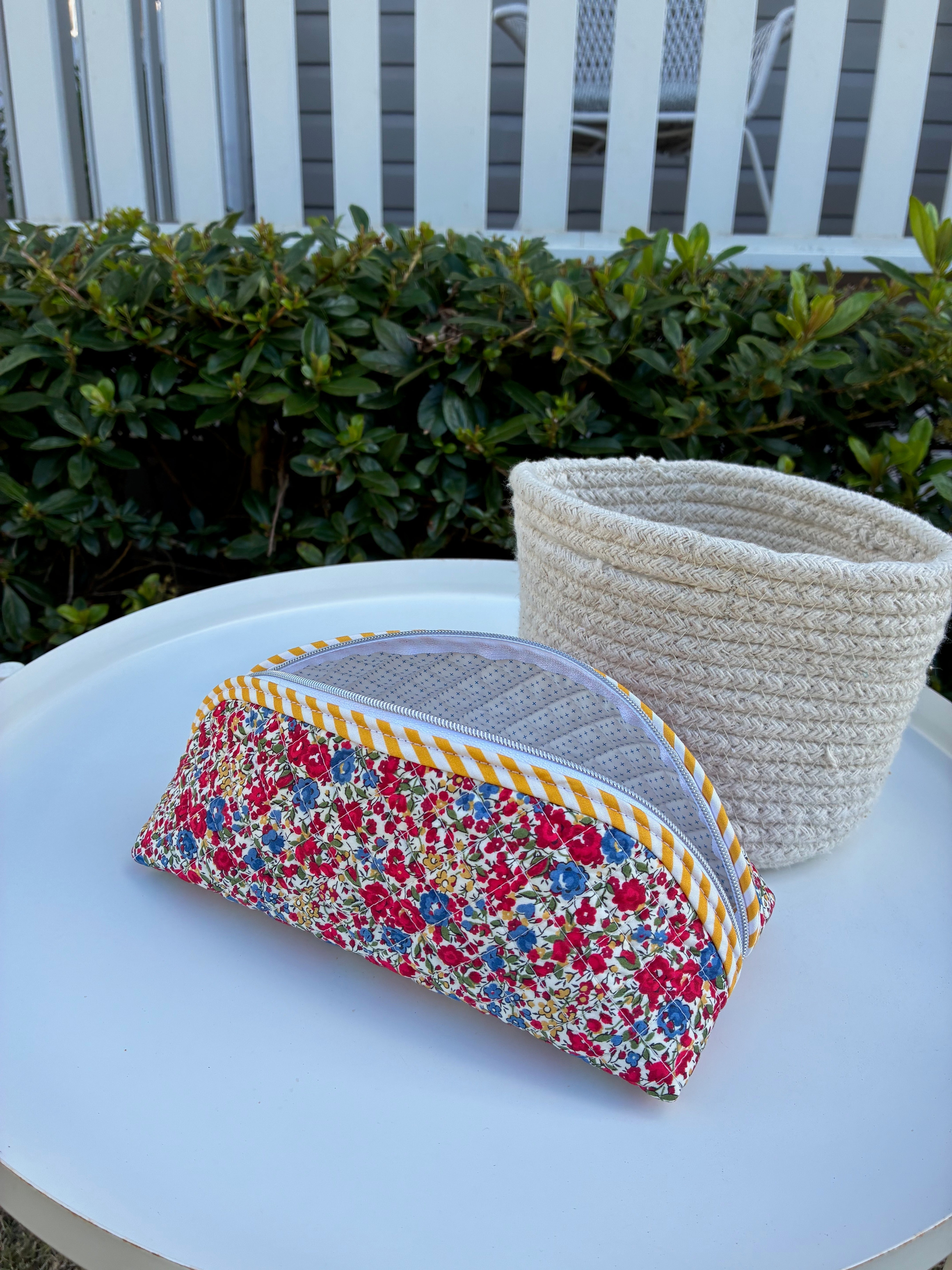 Quilted Trixie Zip Pouch – Emma and Georgina Red (Liberty of London)  | Ready to ship | FREE Postage