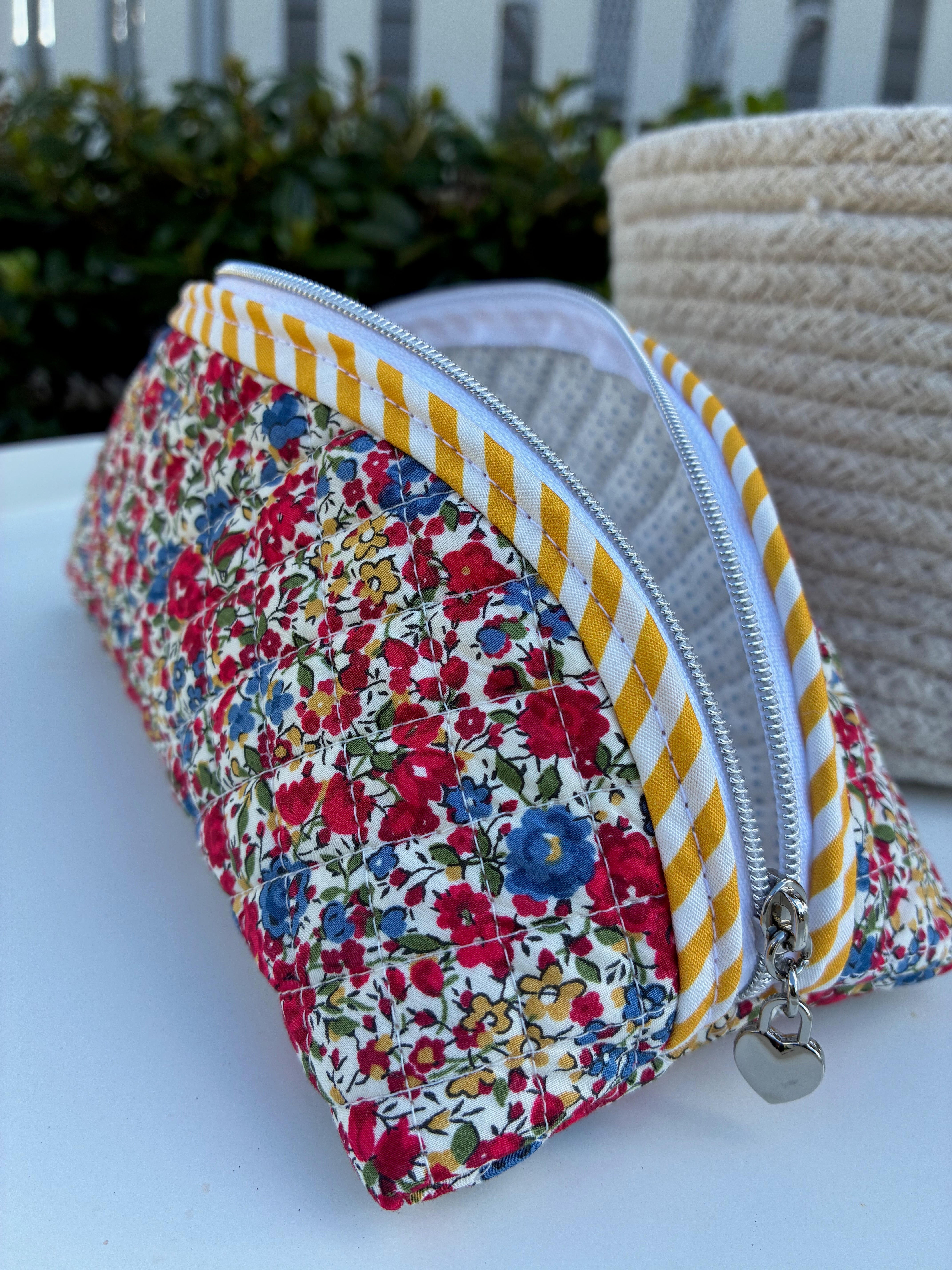 Quilted Trixie Zip Pouch – Emma and Georgina Red (Liberty of London)