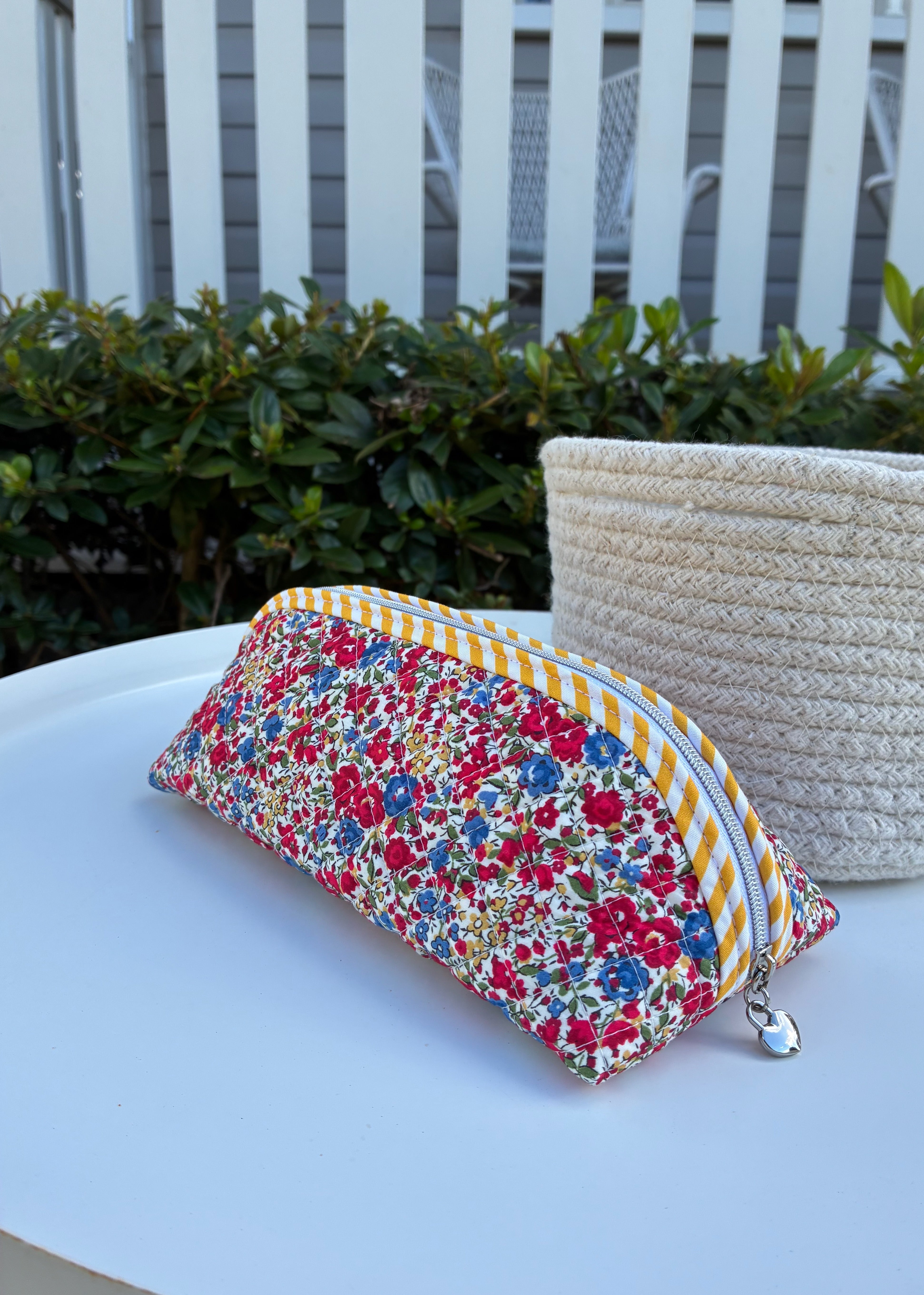 Quilted Trixie Zip Pouch – Emma and Georgina Red (Liberty of London)