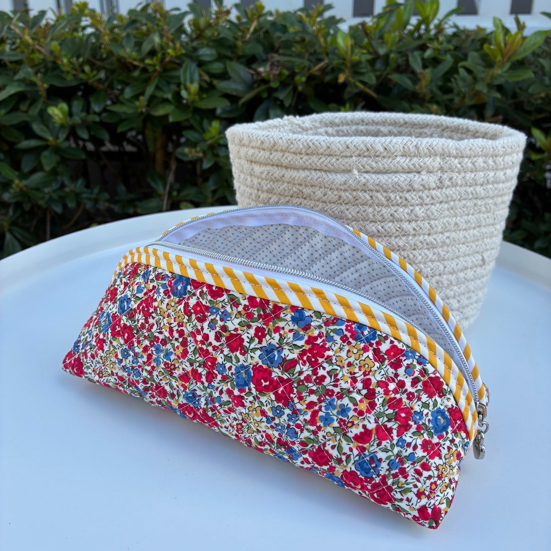 Quilted Trixie Zip Pouch – Emma and Georgina Red (Liberty of London)
