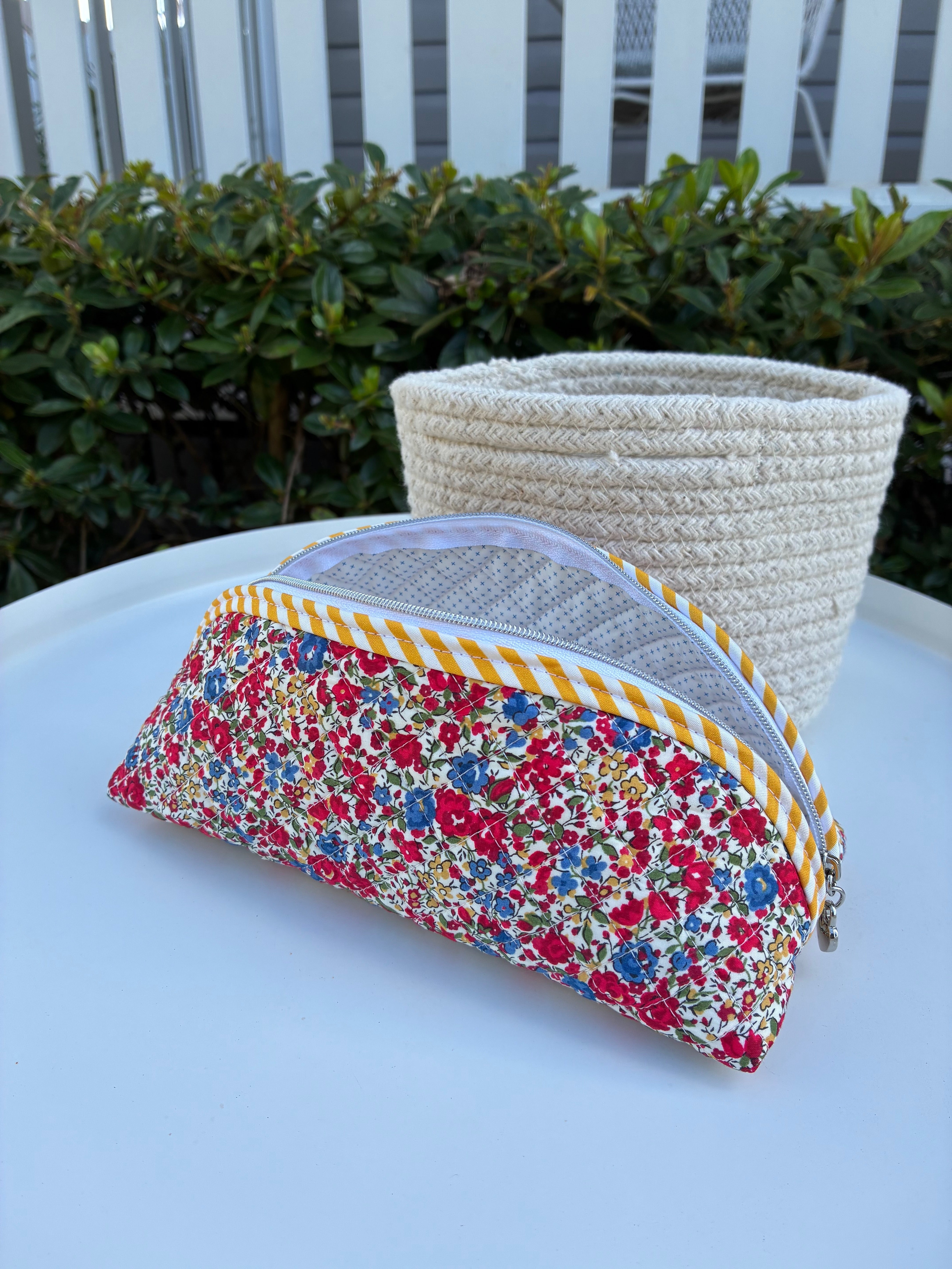 Quilted Trixie Zip Pouch – Emma and Georgina Red (Liberty of London)  | Ready to ship | FREE Postage