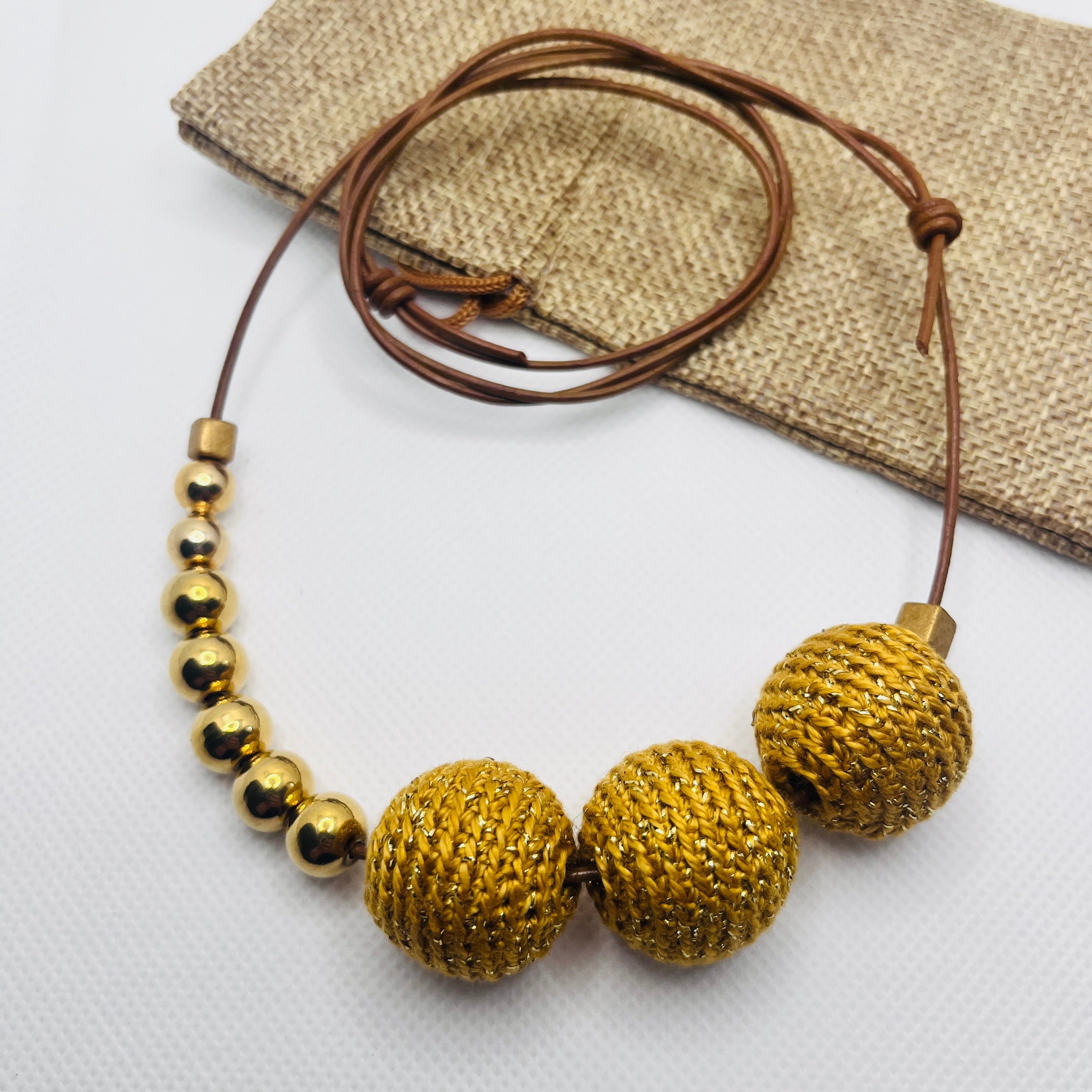 Handmade strand necklace - Gold #1