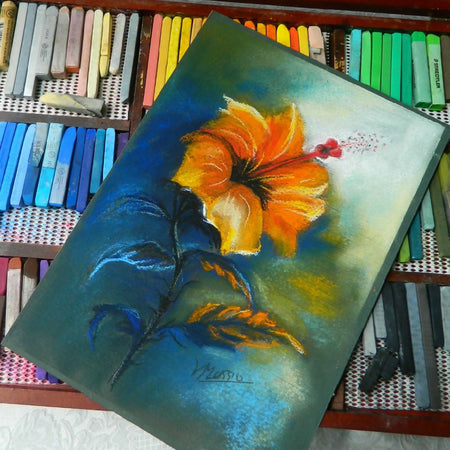 Pastel Hibiscus Artwork - Orange