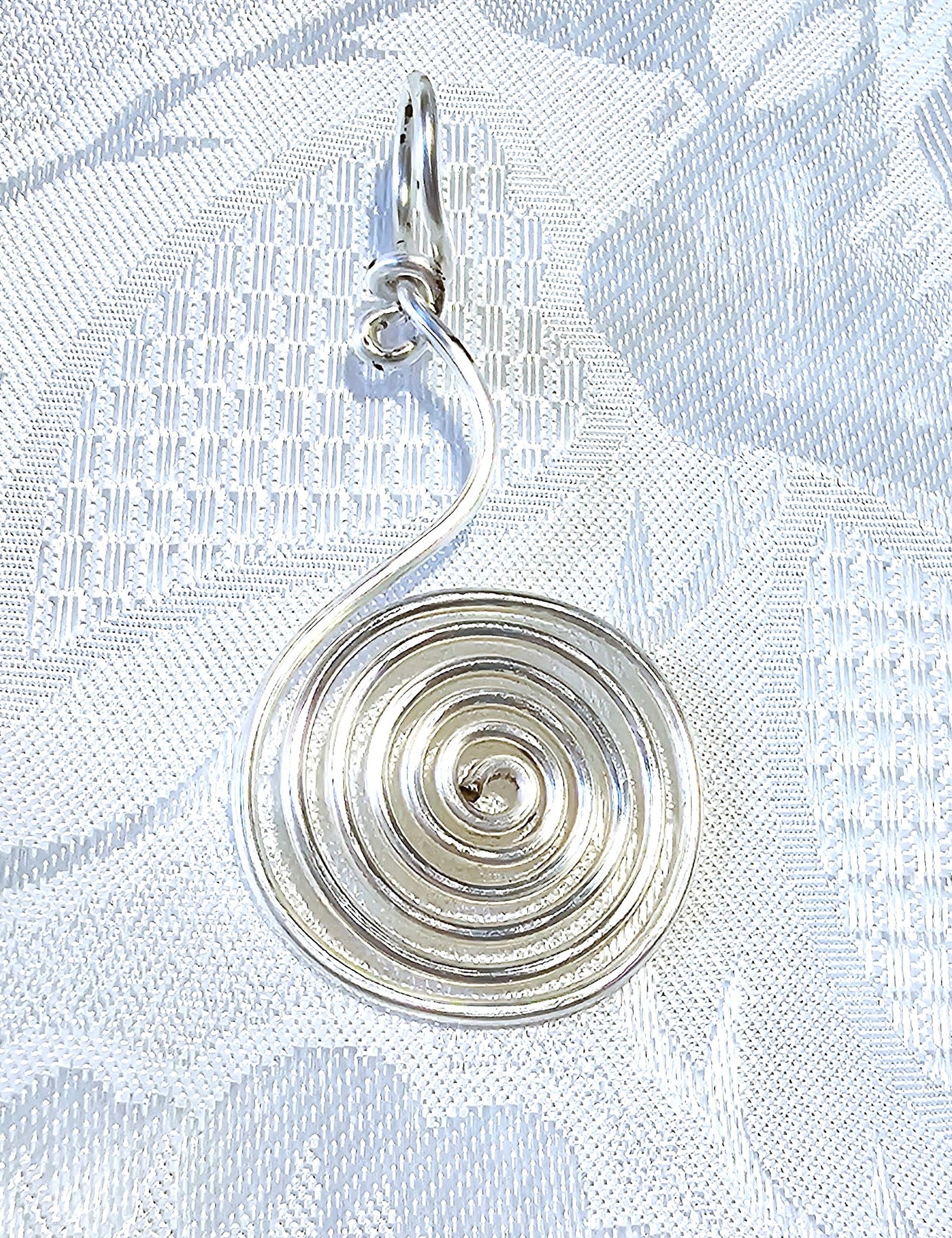 Silver Hand Coiled Simple Pendant made by me, FREE POST