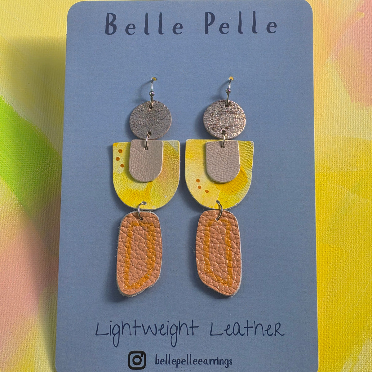 Classica Musa Leather Earrings – Citrus Meringue