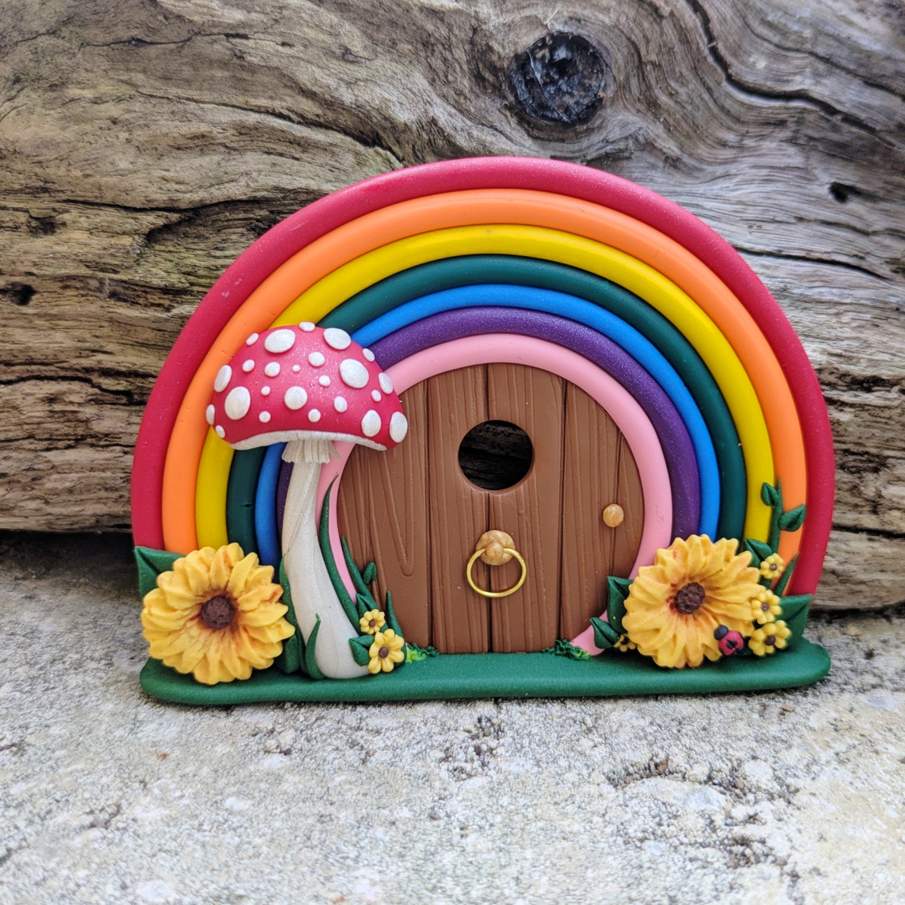 Mini Sunflower Rainbow Fairy Door