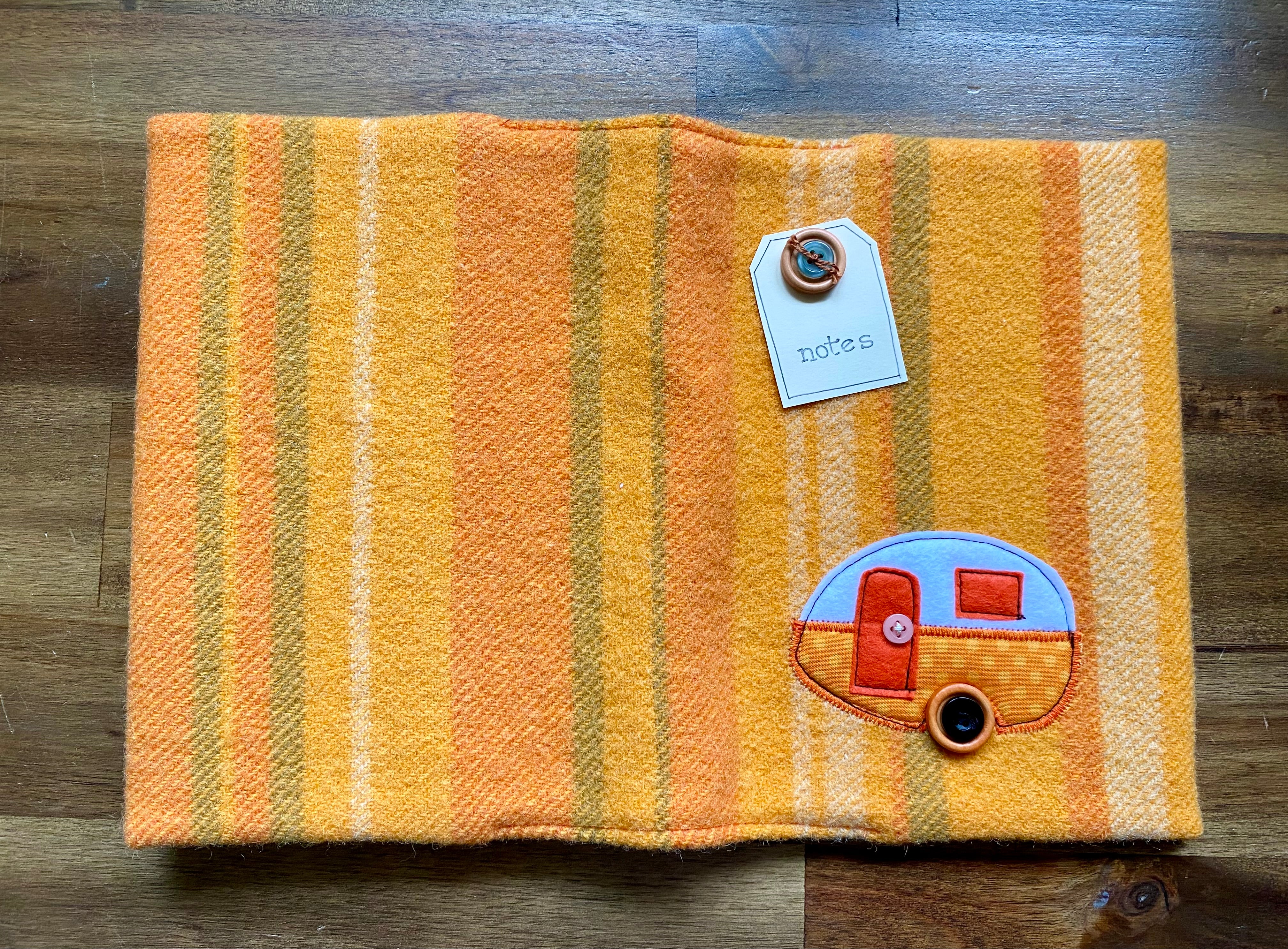 A5 Upcycled Notebook Vintage Caravan -  Orange
