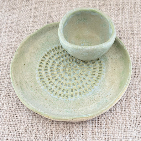 Garlic Shredder & Condiment Bowl ~ High Tide