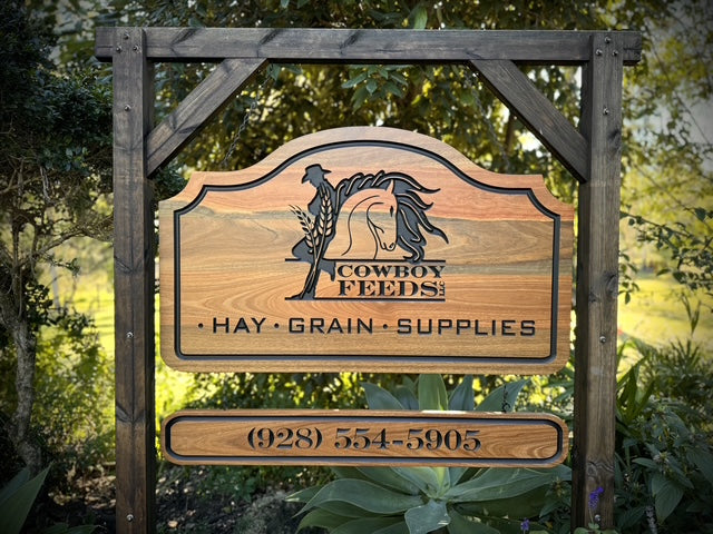 Personalized Solid Wood Farm Entrance Sign for Acreage & Country Homesteads