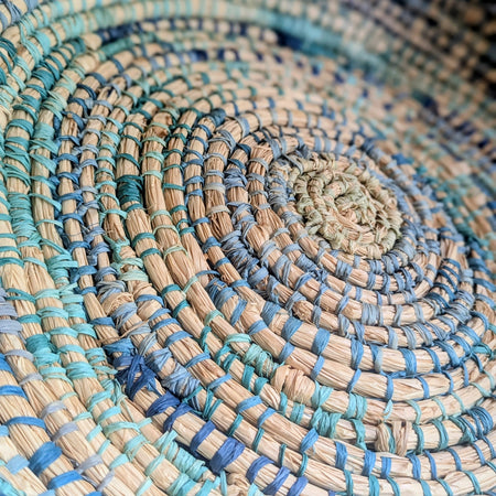 Coiled Basket Woven Rockpool Blues |  50 cm for  Flat Lay Storage or Wall Decor