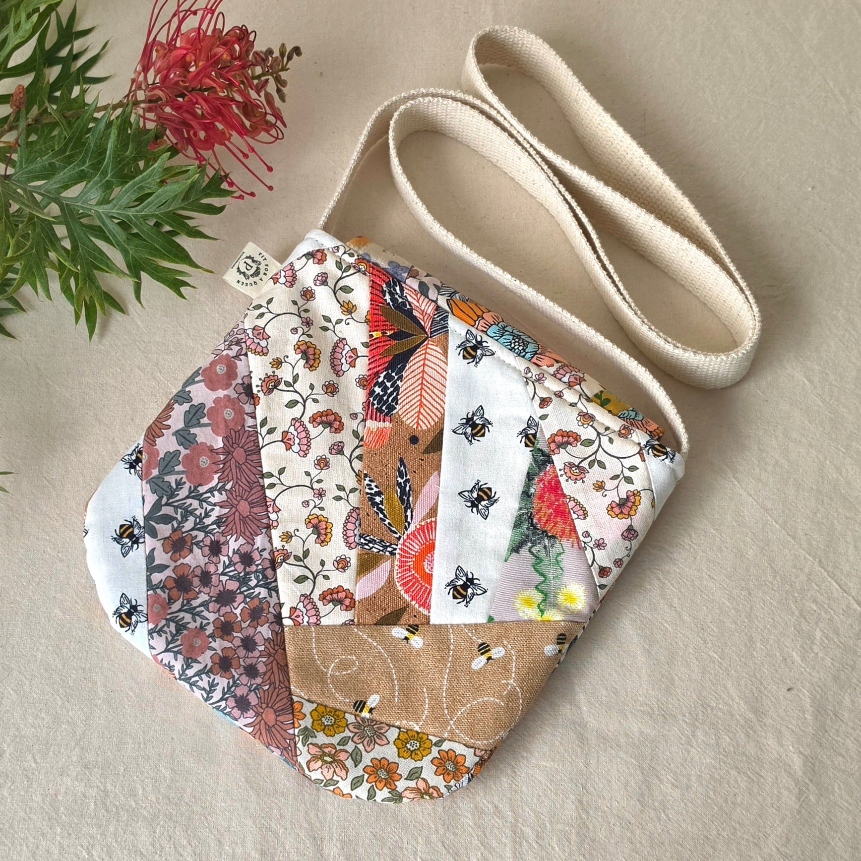 Repurposed Fabric Messenger Bag | Autumn Colours