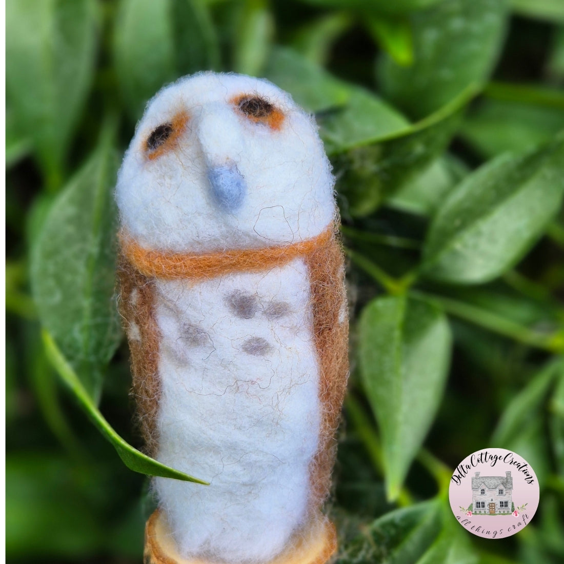 Needle Felted Owl on wooden Base