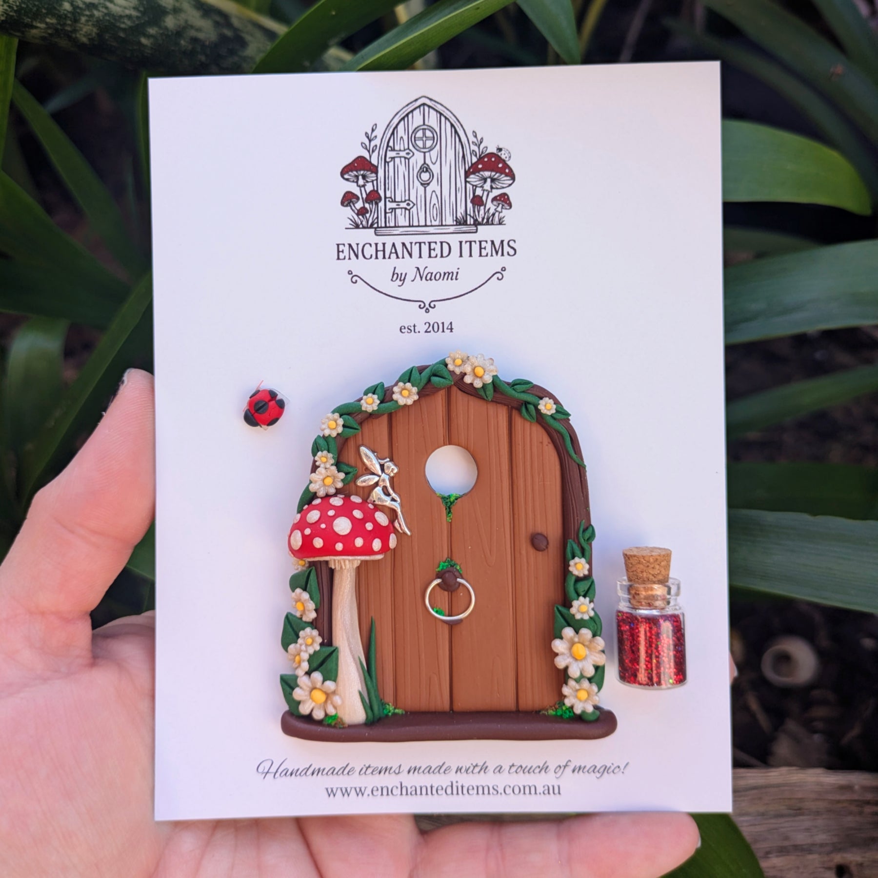 Mini Woodland Fairy Door with Red Mushroom