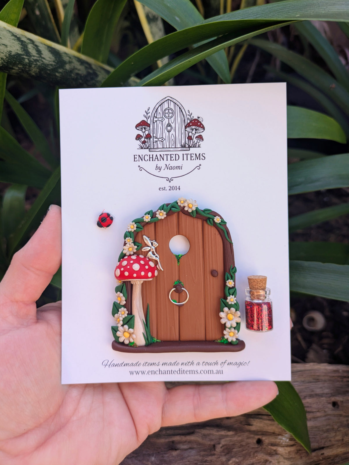 Mini Woodland Fairy Door with Red Mushroom