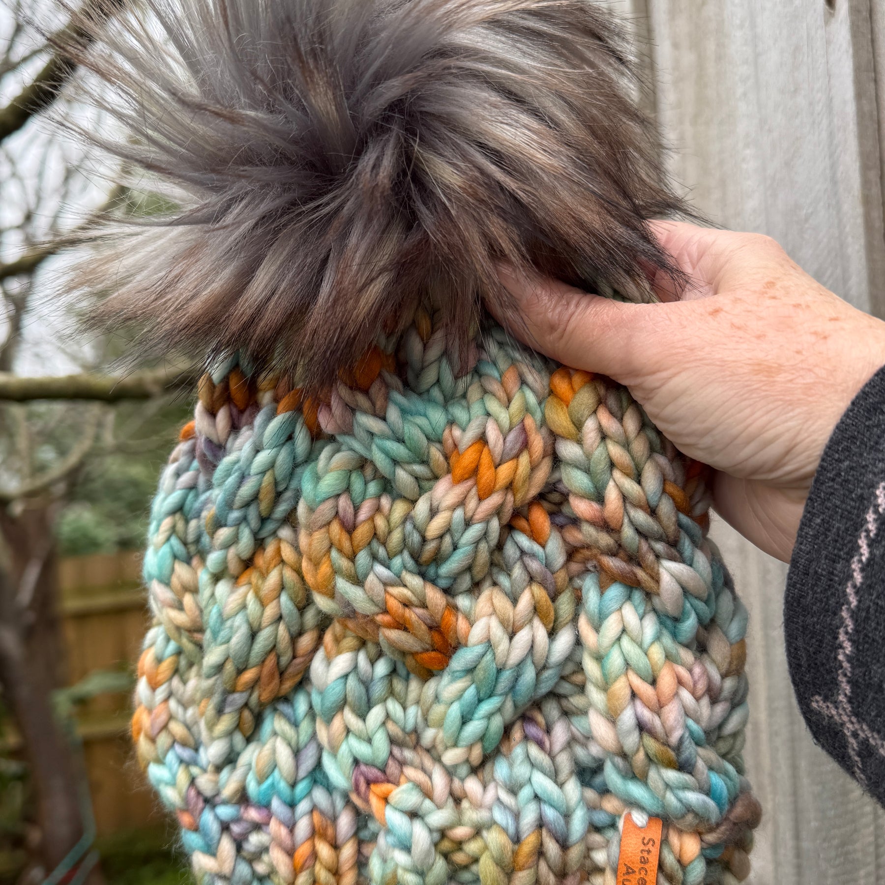 Hand Knitted Merino Beanie, Luxurious PomPom Cable Beanie