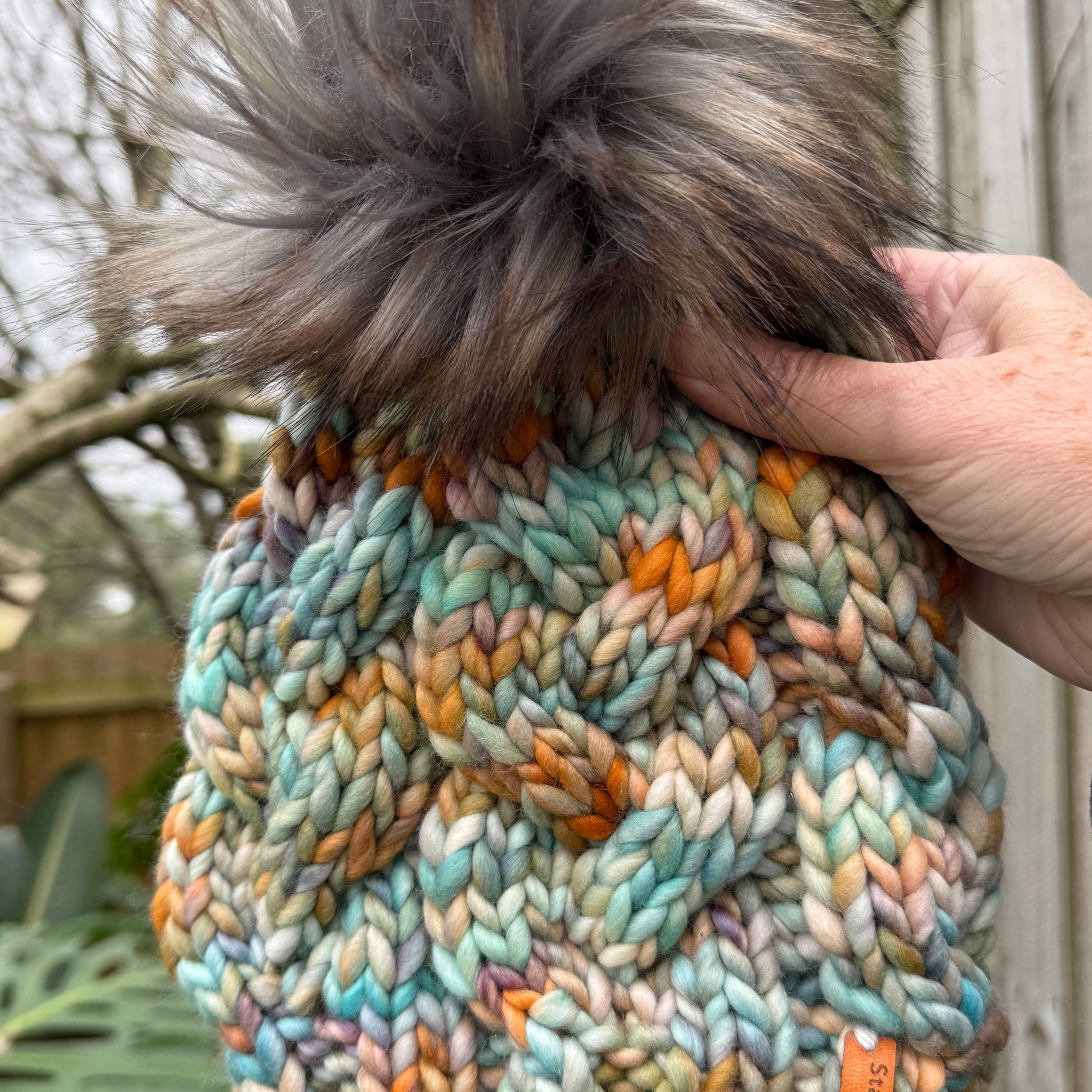Hand Knitted Merino Beanie, Luxurious PomPom Cable Beanie