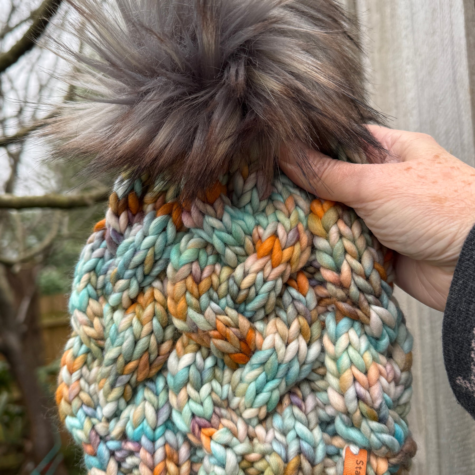 Hand Knitted Merino Beanie, Luxurious PomPom Cable Beanie