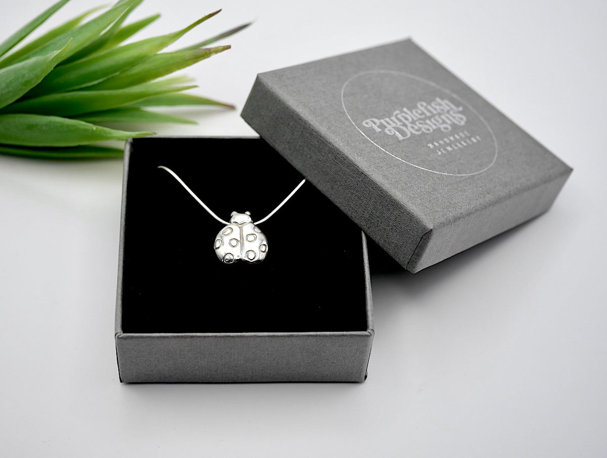 Limited Edition - Ladybird - Handmade Sterling Silver Pendant with Snake Chain