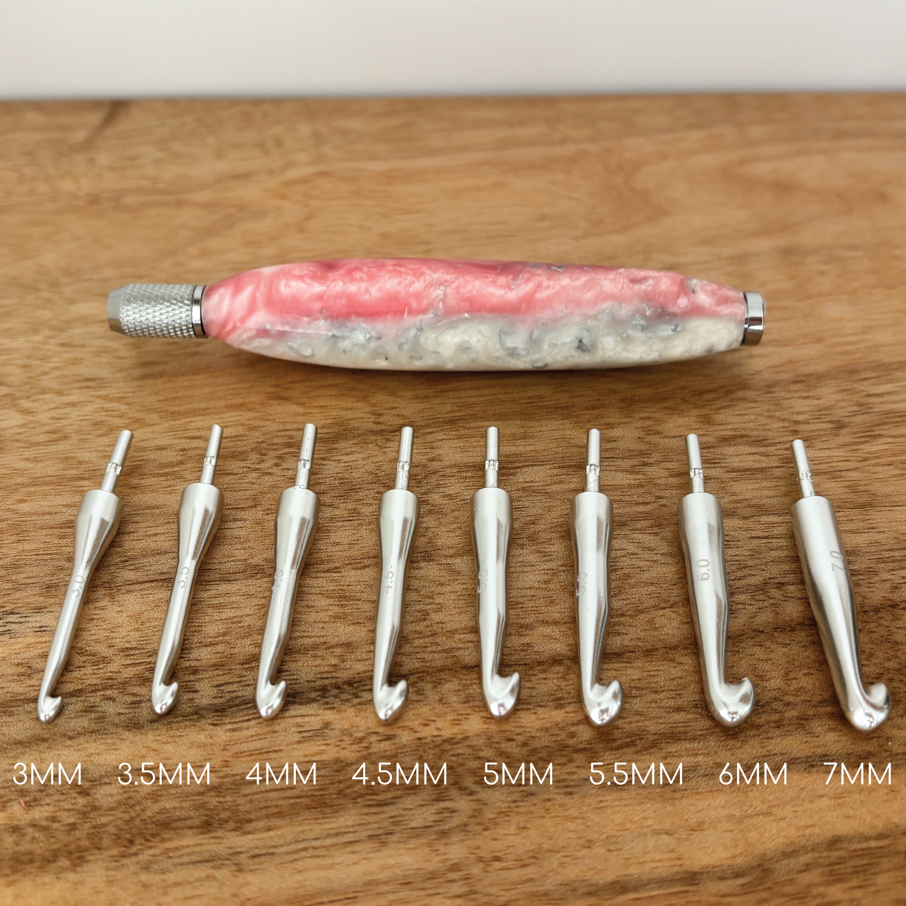 Custom Resin Interchangeable Crochet Hook Handle Set - Long Handle
