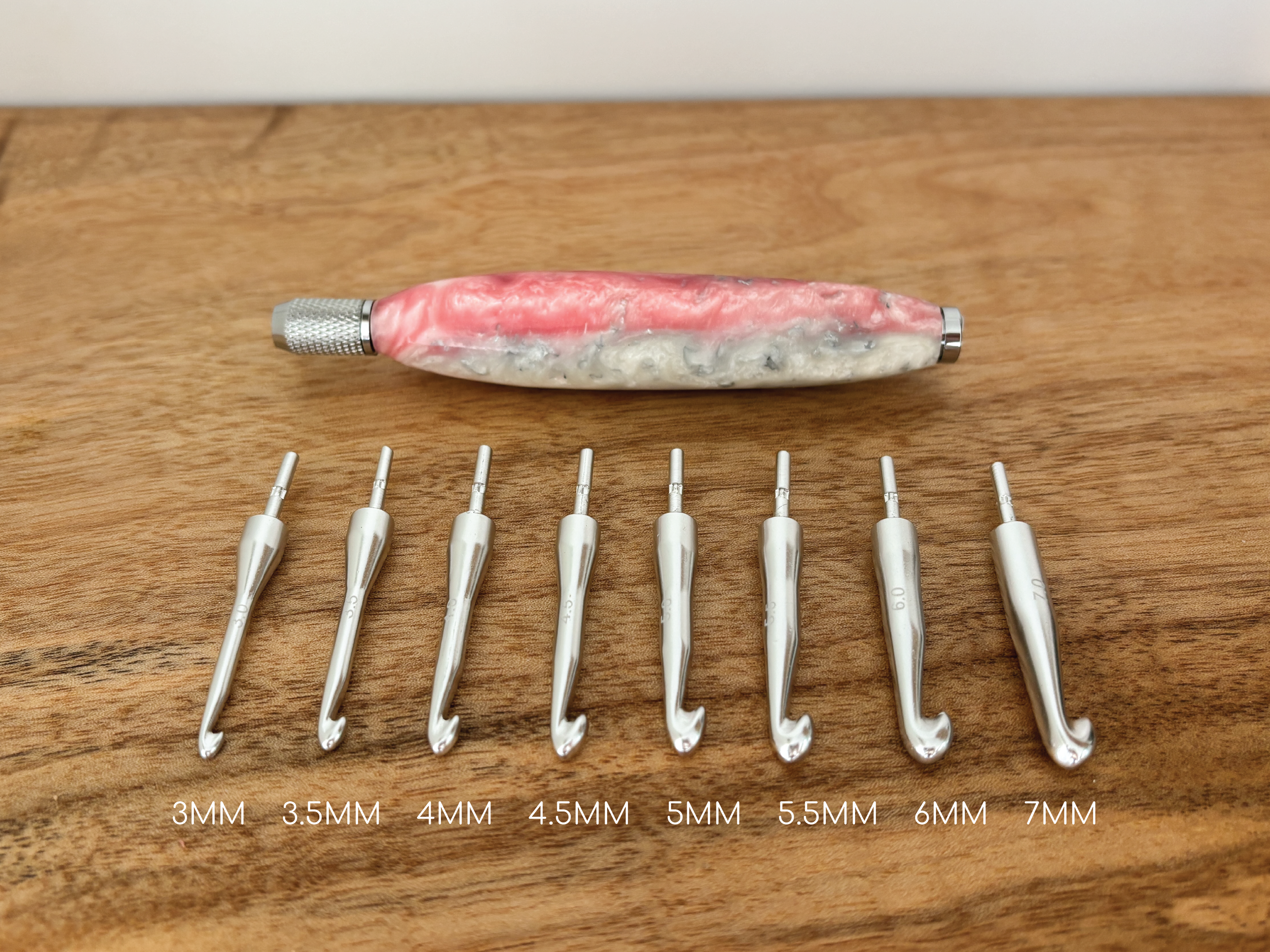 Custom Resin Interchangeable Crochet Hook Handle Set - Long Handle