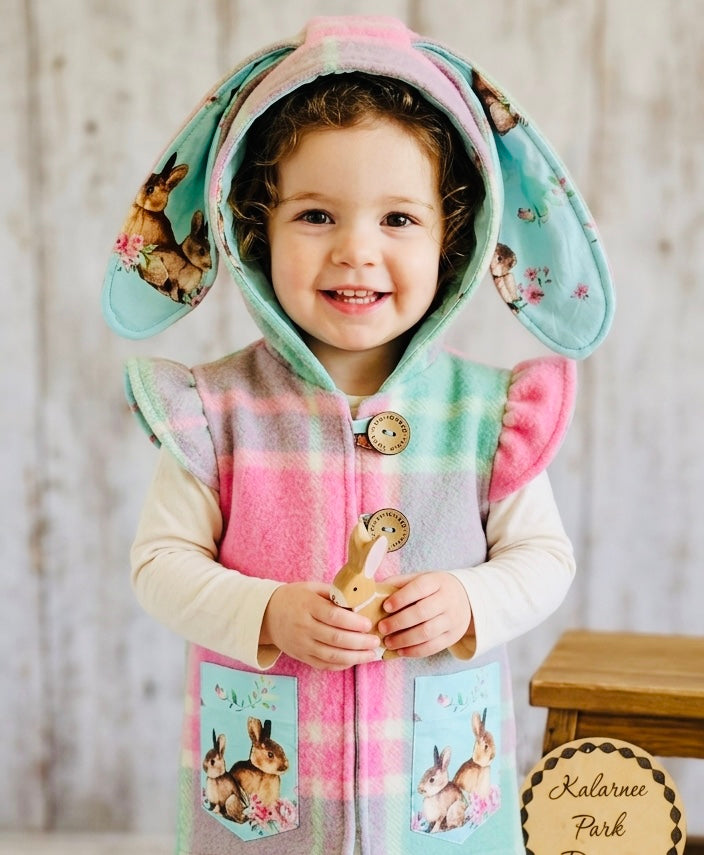 Easter Vintage Wool Blanket Upcycled Vest Size 1
