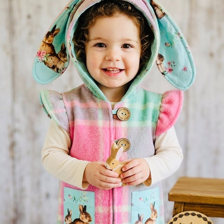 Easter Vintage Wool Blanket Upcycled Vest Size 1