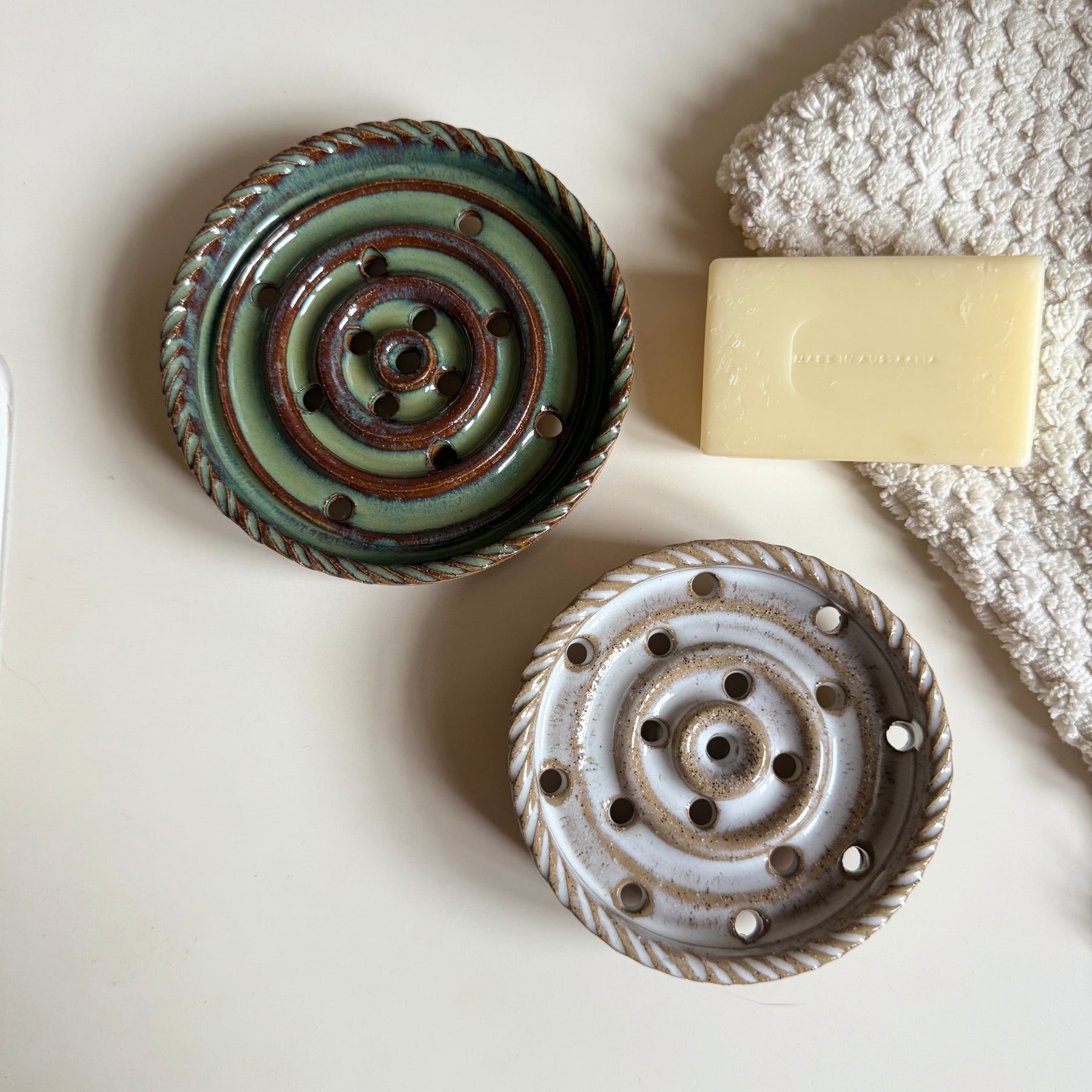 Handmade Ceramic Soap Dish | Footed Soap & Shampoo Bar Holder