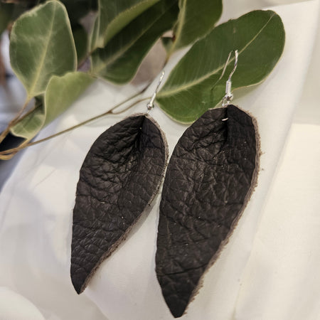 Handmade Leather Leave Earrings 🌿