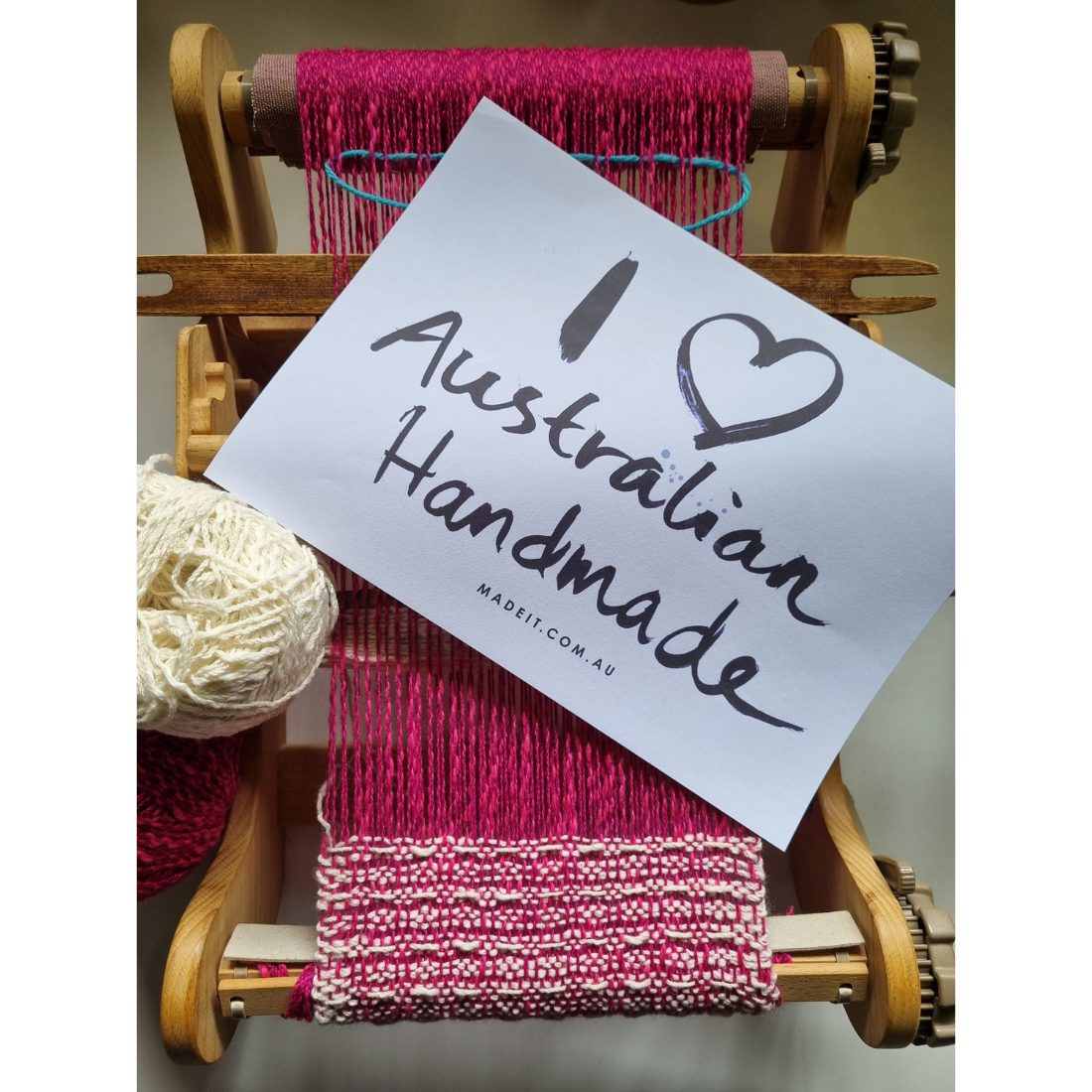 Cozy pink and white waffle-weave scarf