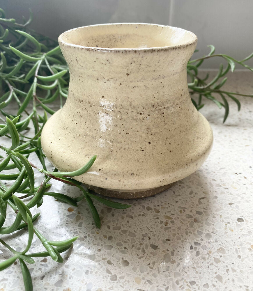 Rustic Squashed Vase / Wheel Thrown Pottery