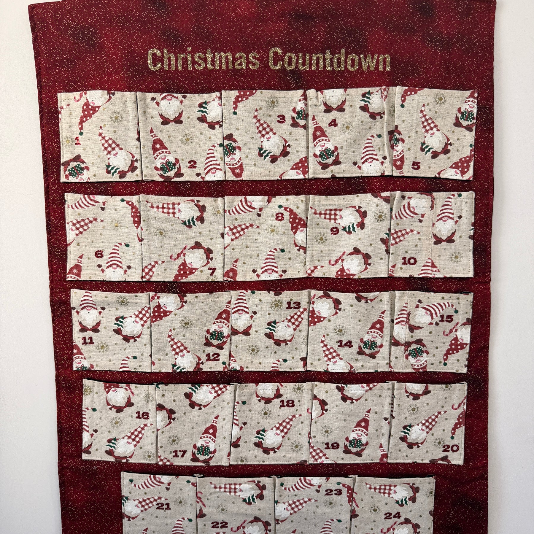Fabric Christmas Advent Calendar With 24 Pockets