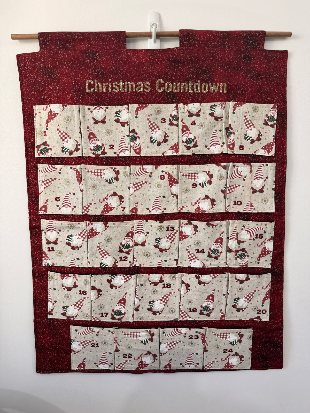 Fabric Christmas Advent Calendar With 24 Pockets