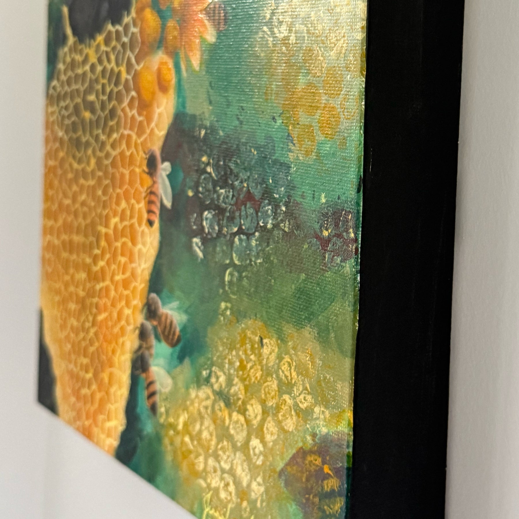 Honey Bees Original Artwork [H25cm x W25cm x D3.5cm]